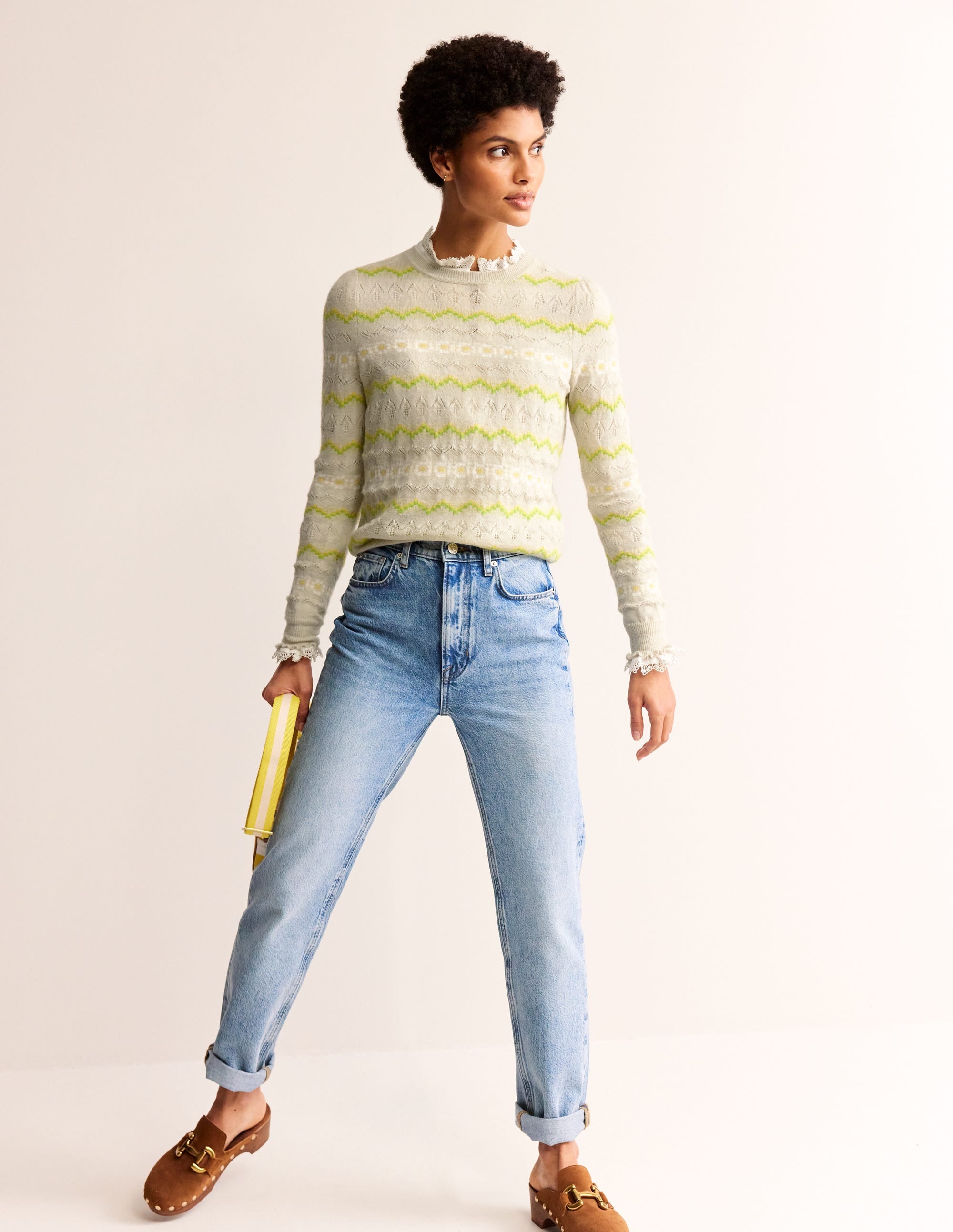 Fair Isle Fluffy Sweater-Oatmeal Melange - Image 4
