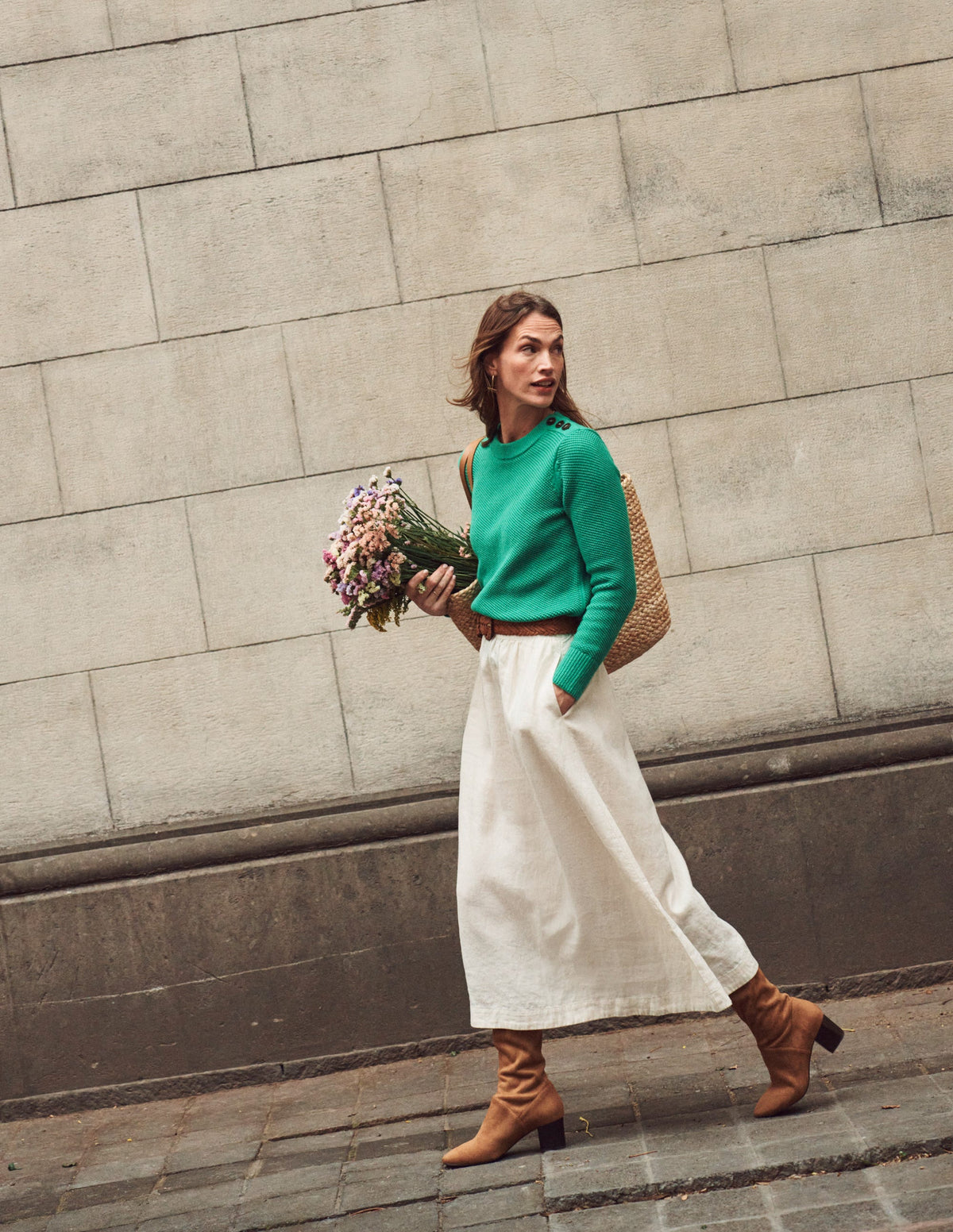 Button Detail Stitch Sweater-Bright Green - Image 5