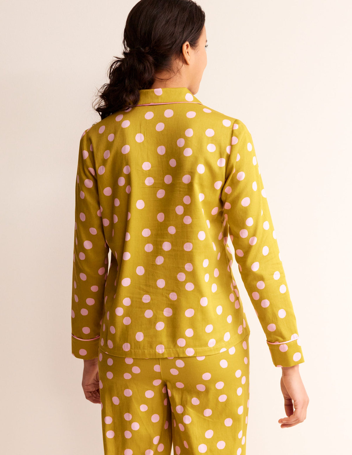 Cotton Sateen Pajama Shirt-Antique Moss - Image 4
