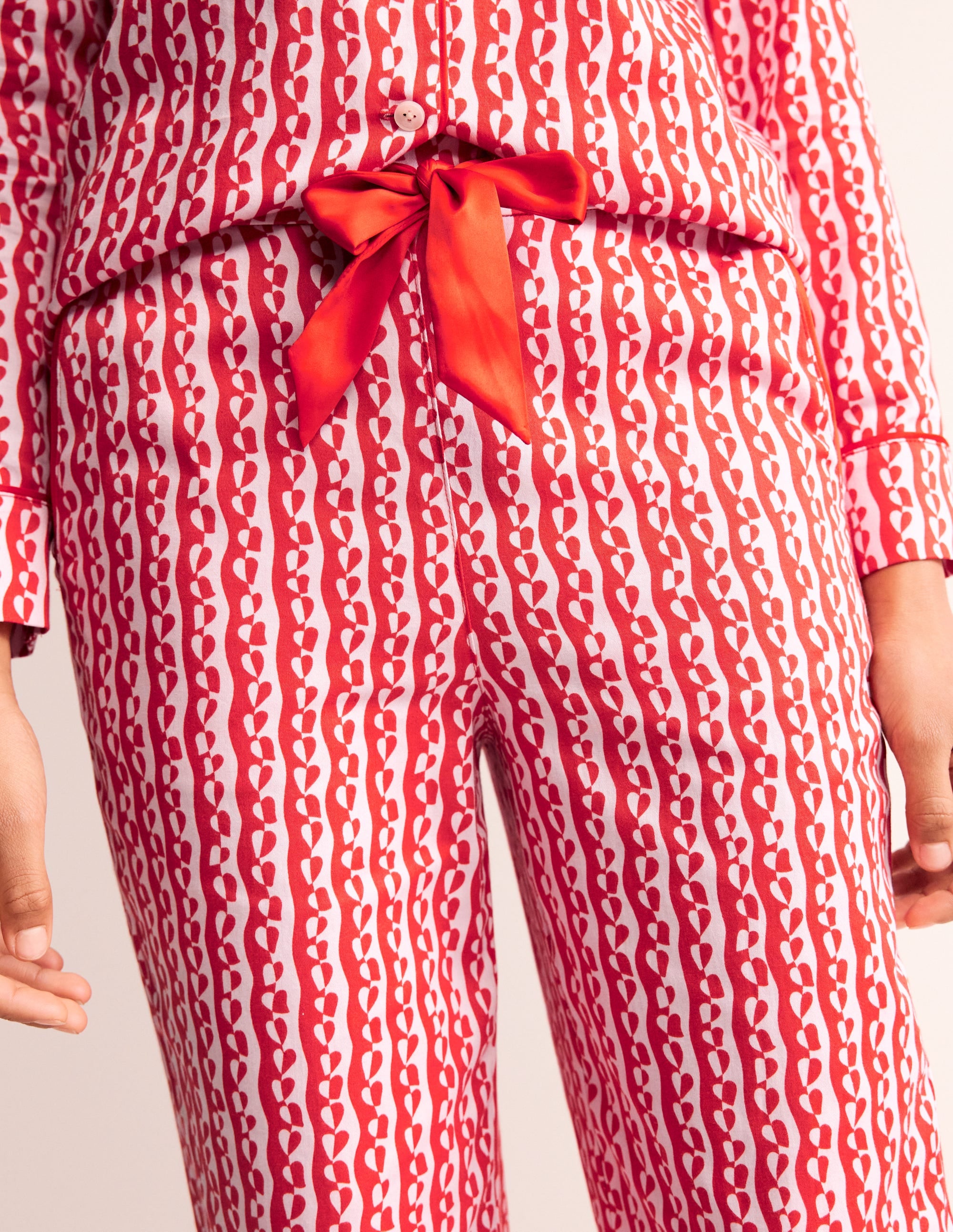 Cotton Sateen Pajama Trousers-Orchid Pink, Abstract Heart - Image 2