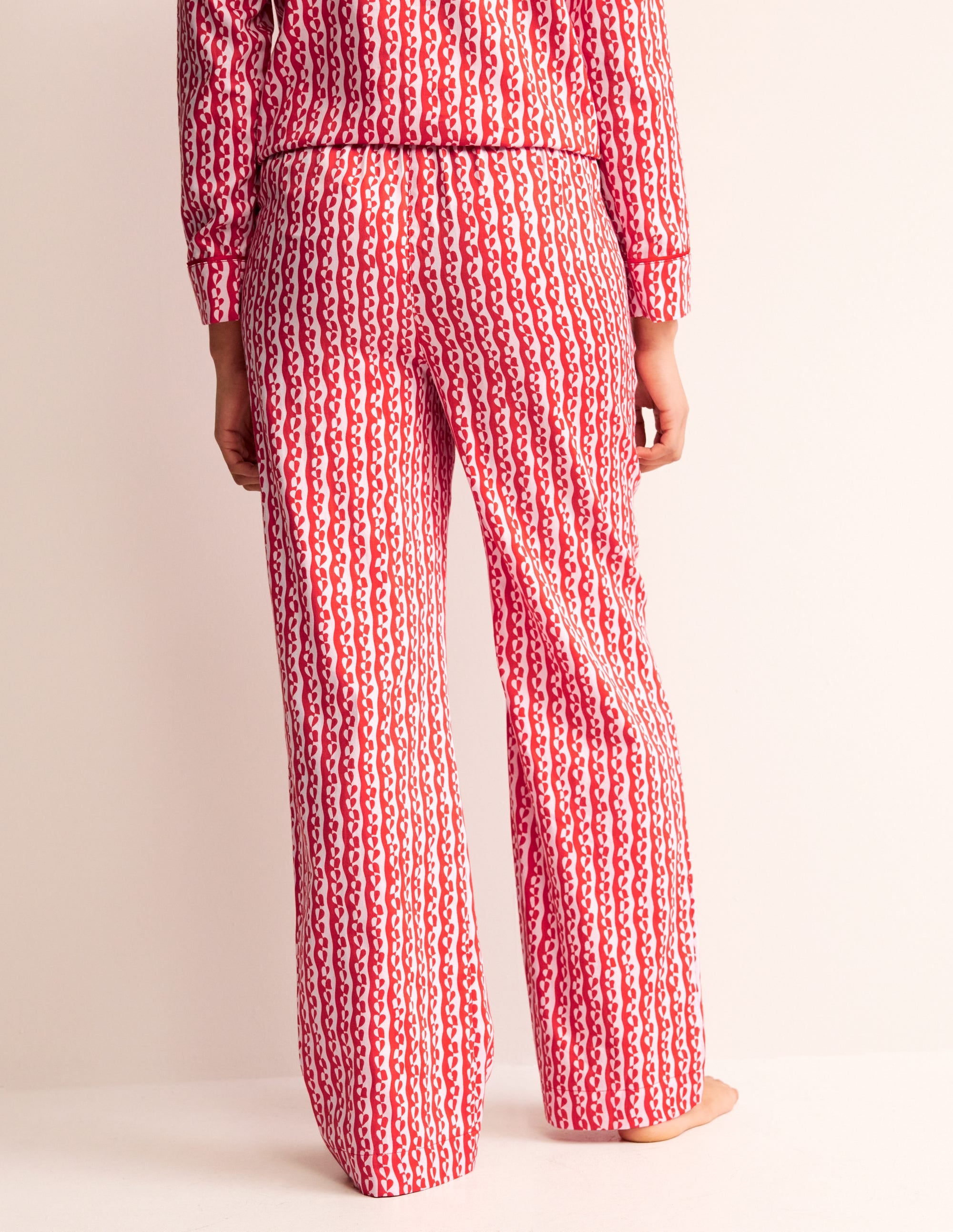 Cotton Sateen Pajama Trousers-Orchid Pink, Abstract Heart - Image 3