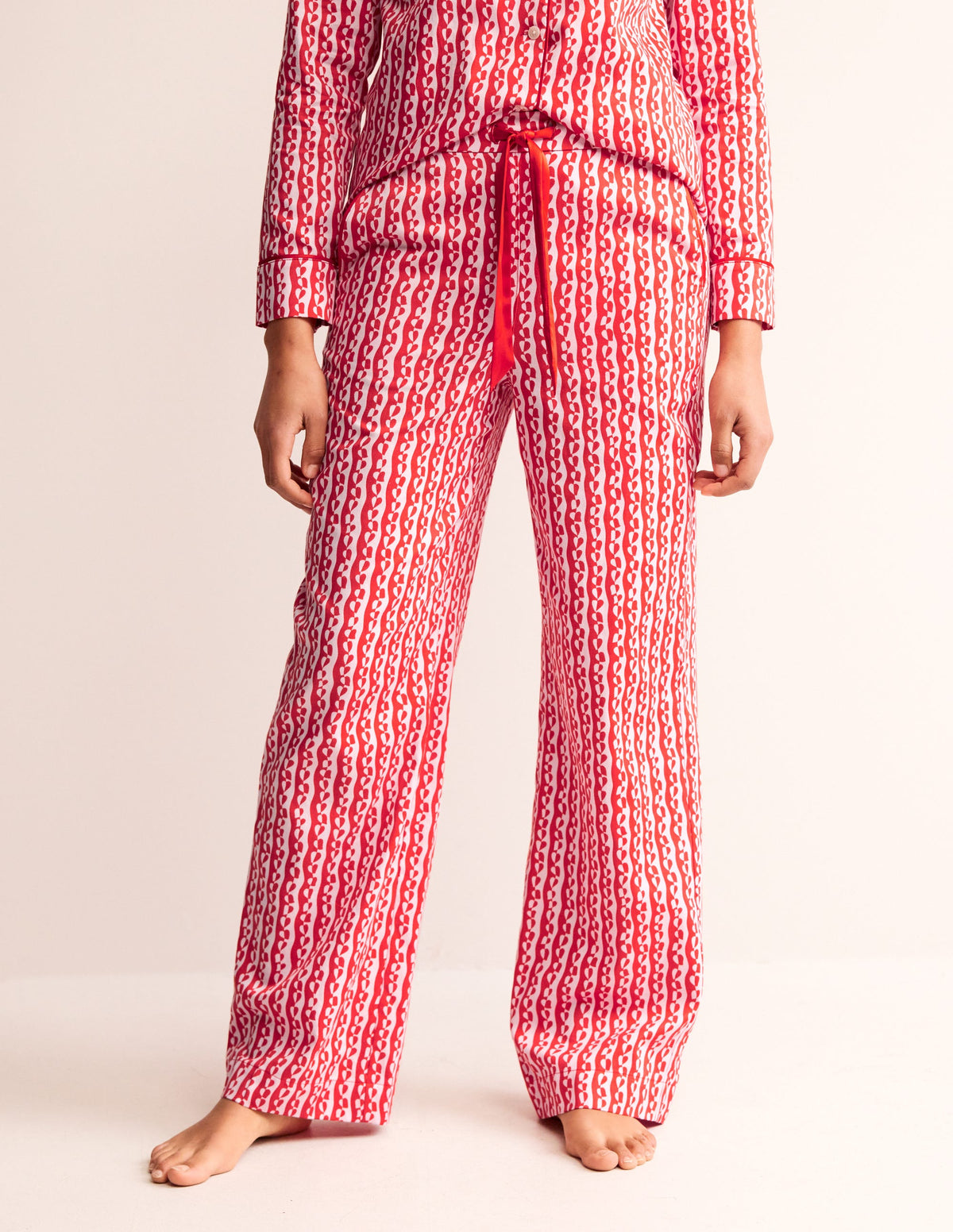 Cotton Sateen Pajama Trousers-Orchid Pink, Abstract Heart - Image 4
