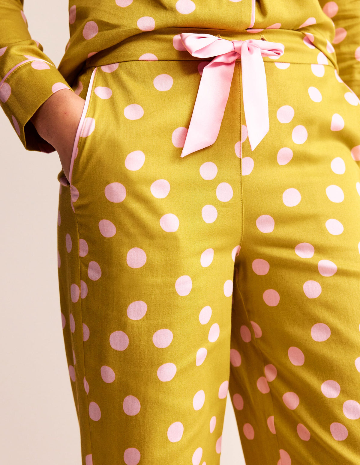 Cotton Sateen Pajama Trousers-Antique Moss-2