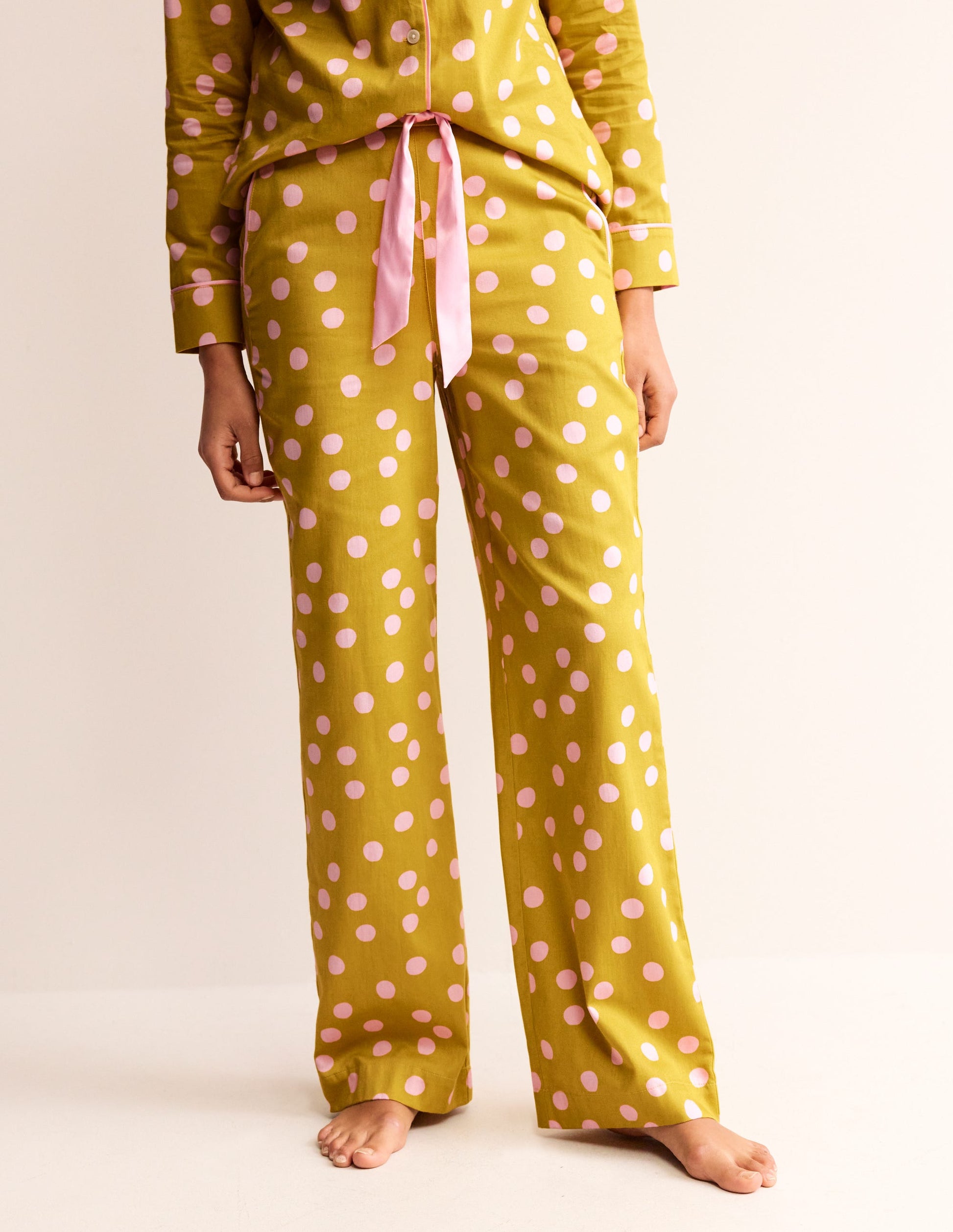 Cotton Sateen Pajama Trousers-Antique Moss-4