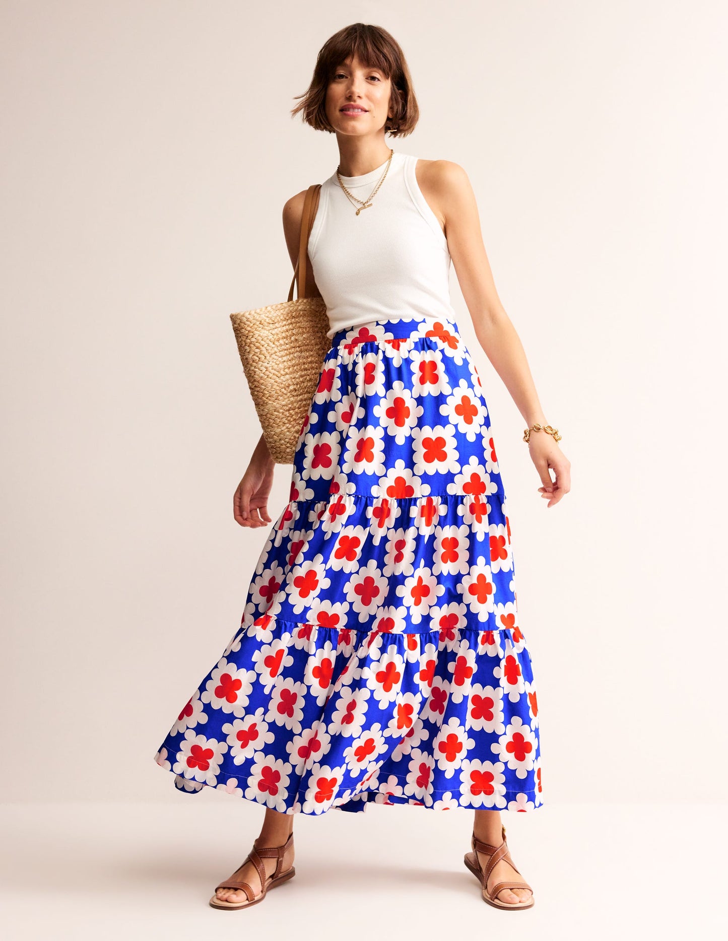 Lorna Tiered Maxi Skirt-Surf the Web, Abstract Tile