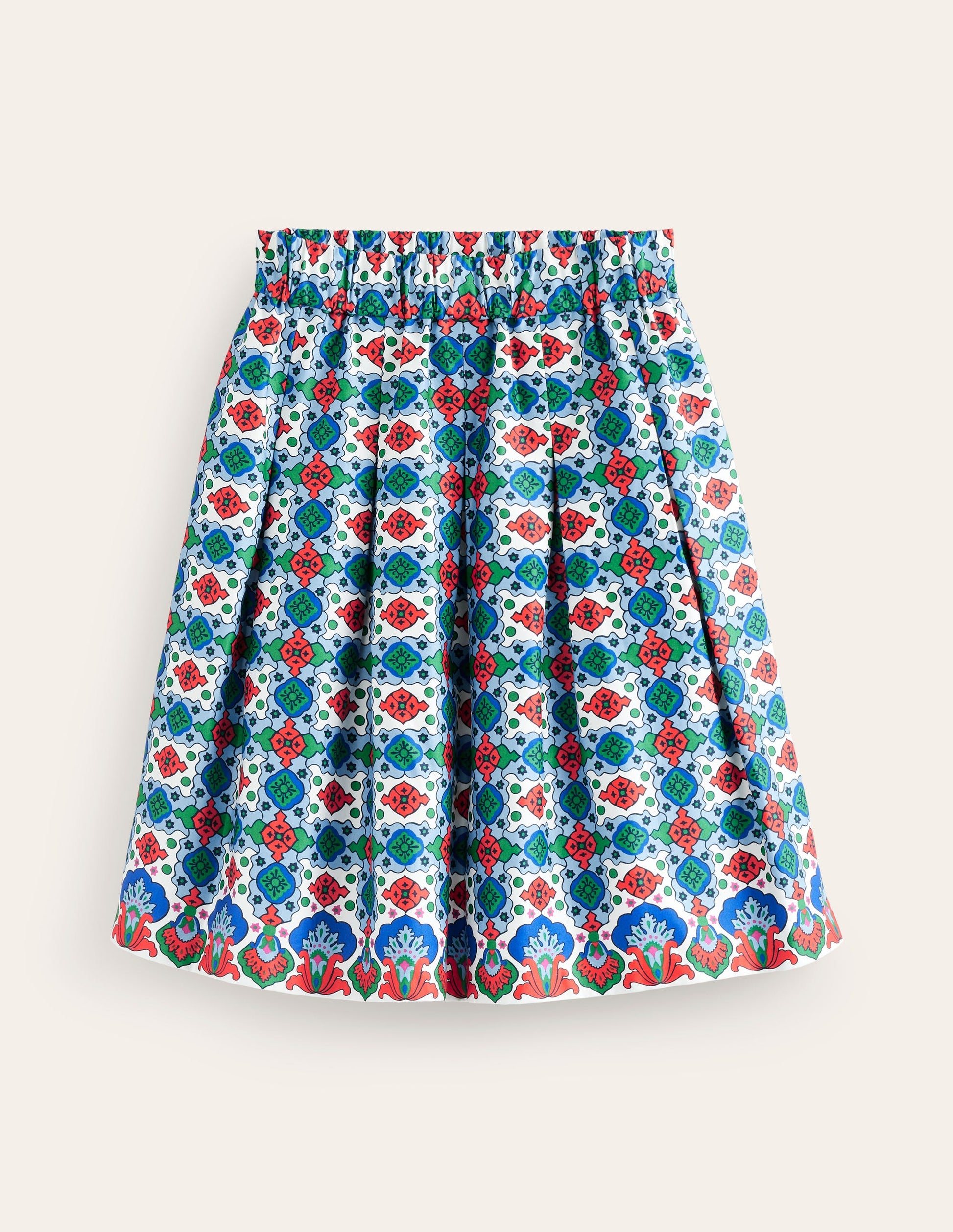 Pleated Cotton Skirt-Multi, Coastal Tile-5