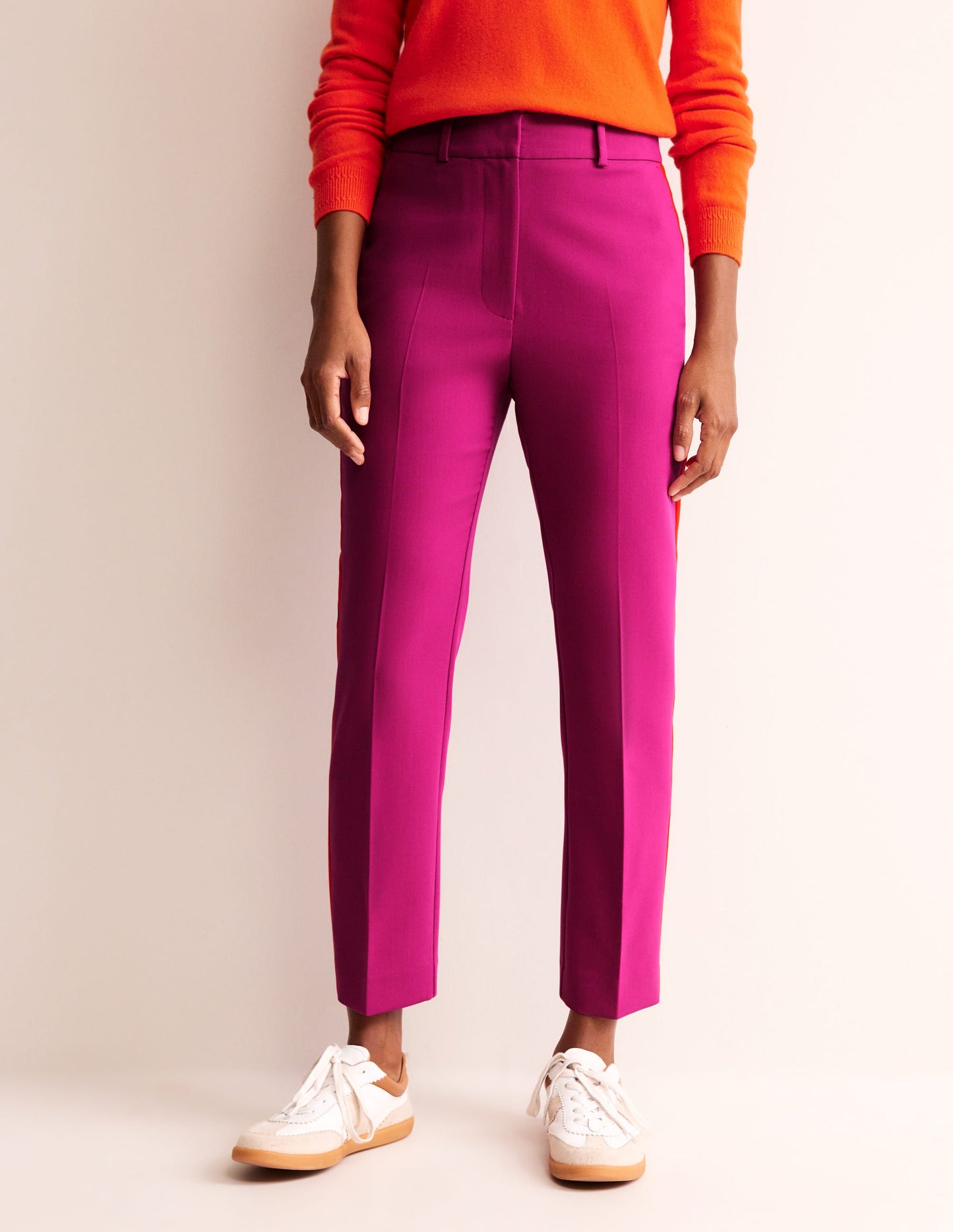 Kew Side Stripe Pants-Rose Violet, Red Stripe