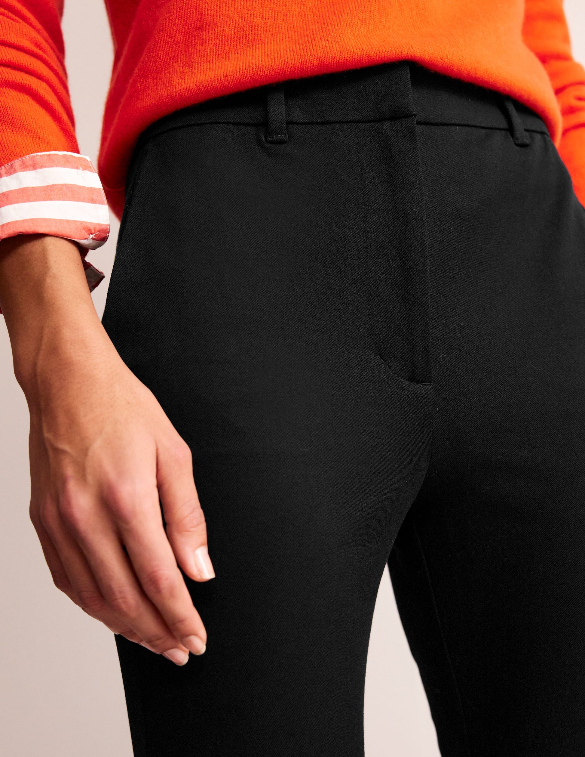 Bi-Stretch Crop Flare Pants-Black-2