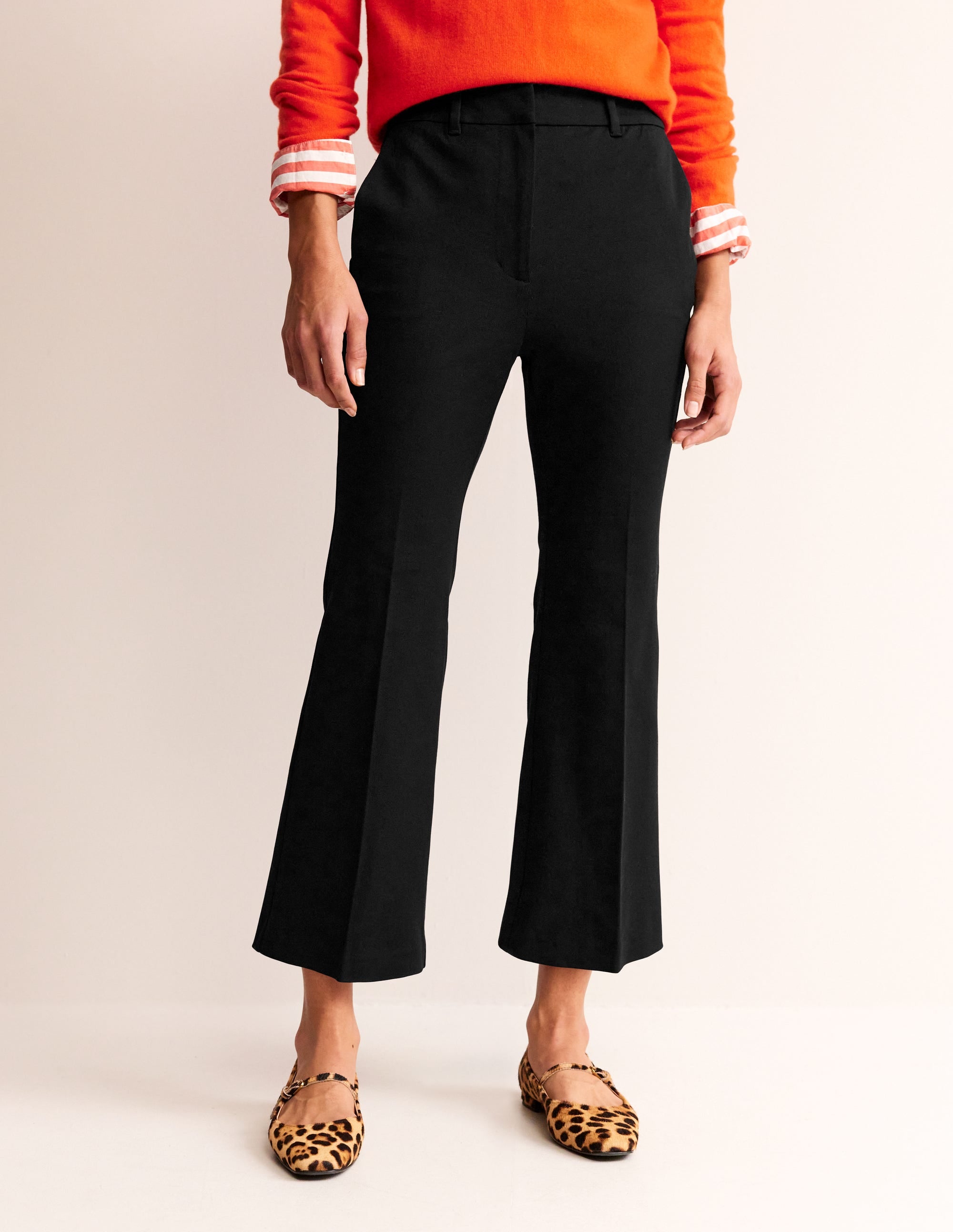 Bi-Stretch Crop Flare Pants-Black - Image 4