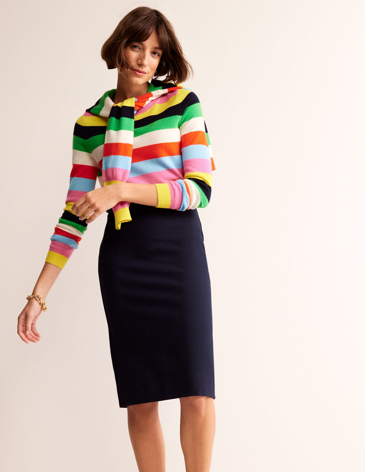 Hampshire Ponte Skirt-Navy - Image 1