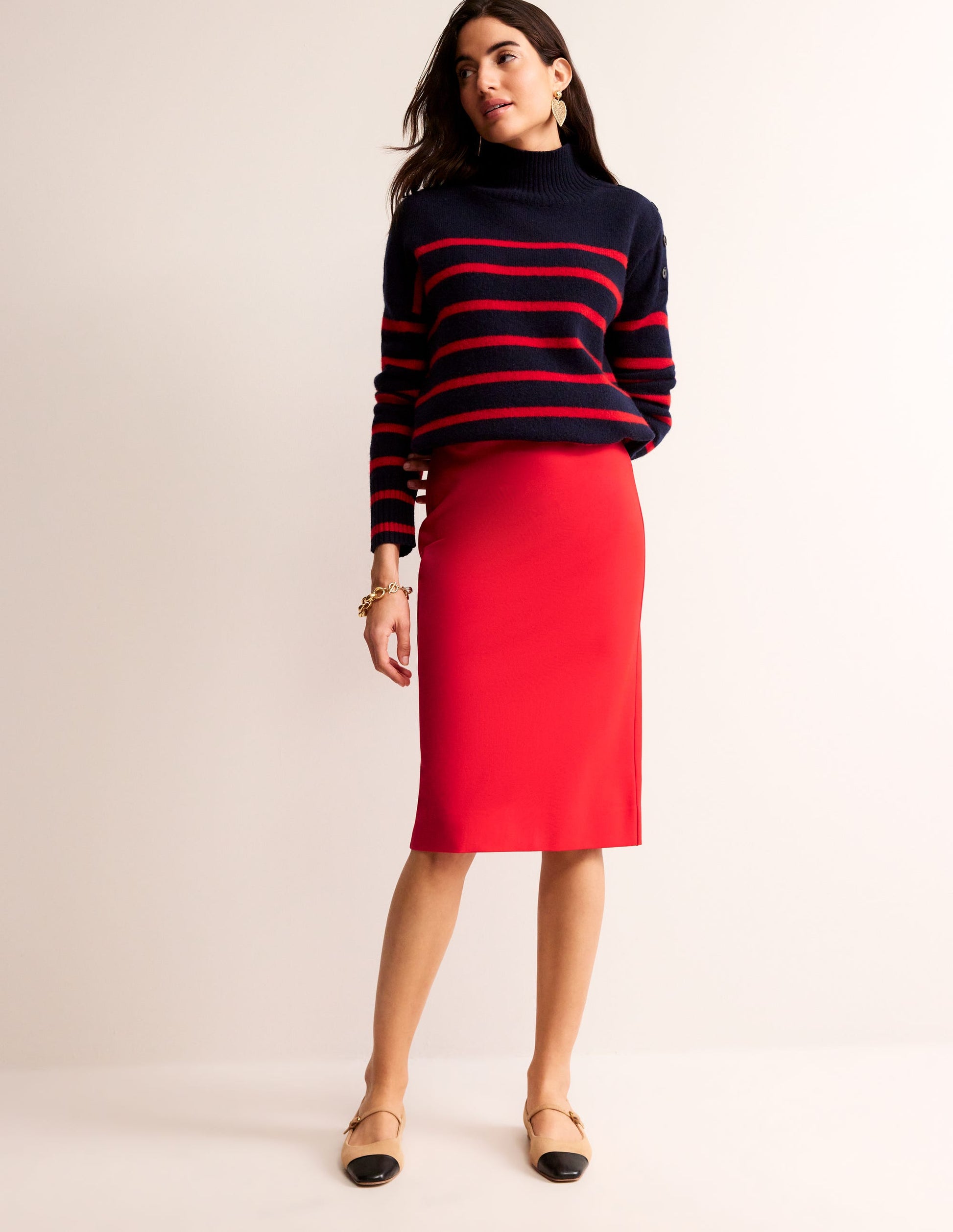 Hampshire Ponte Skirt-Hot Pepper-1
