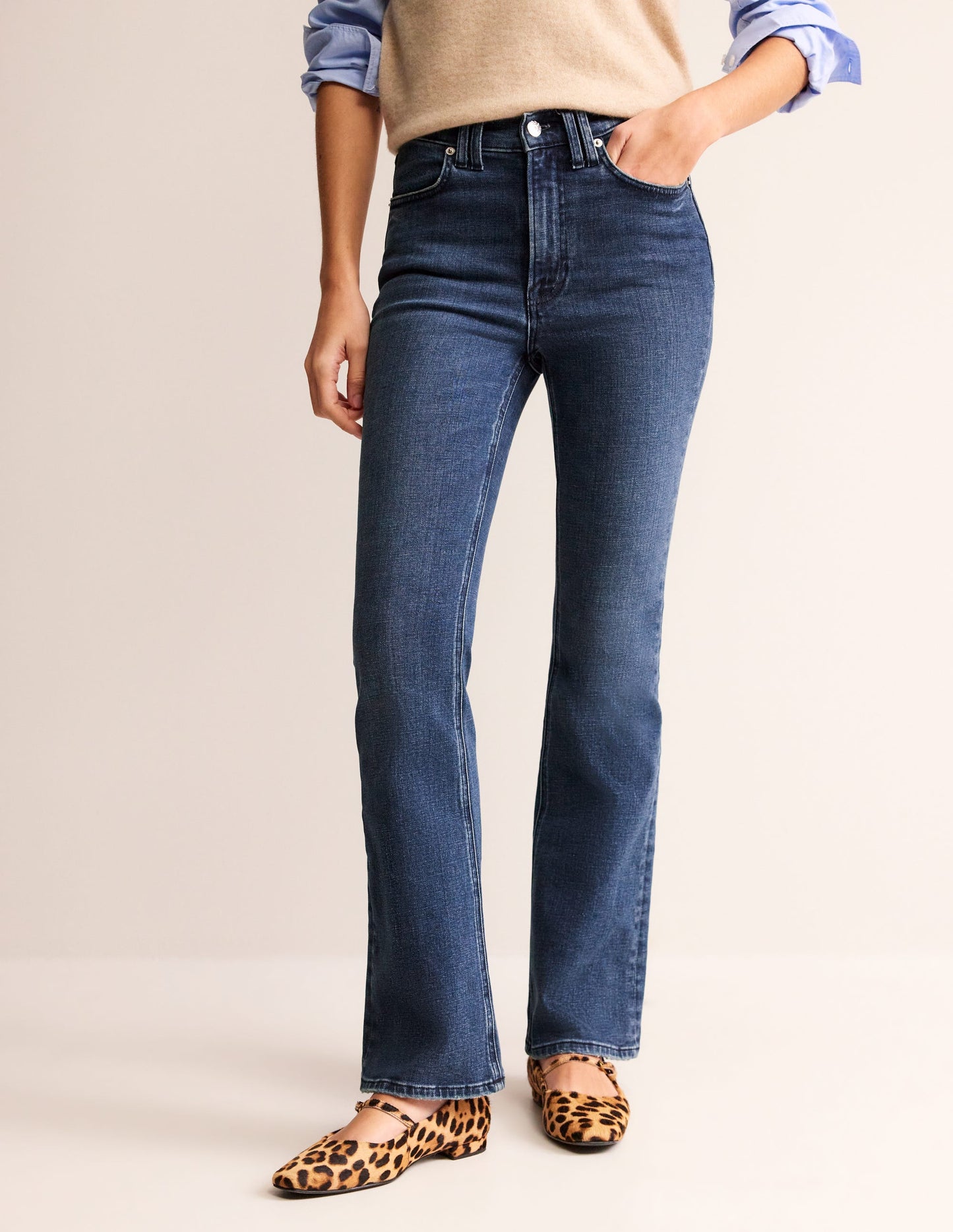 Mid Rise Slim Flare Jeans-Mid Vintage