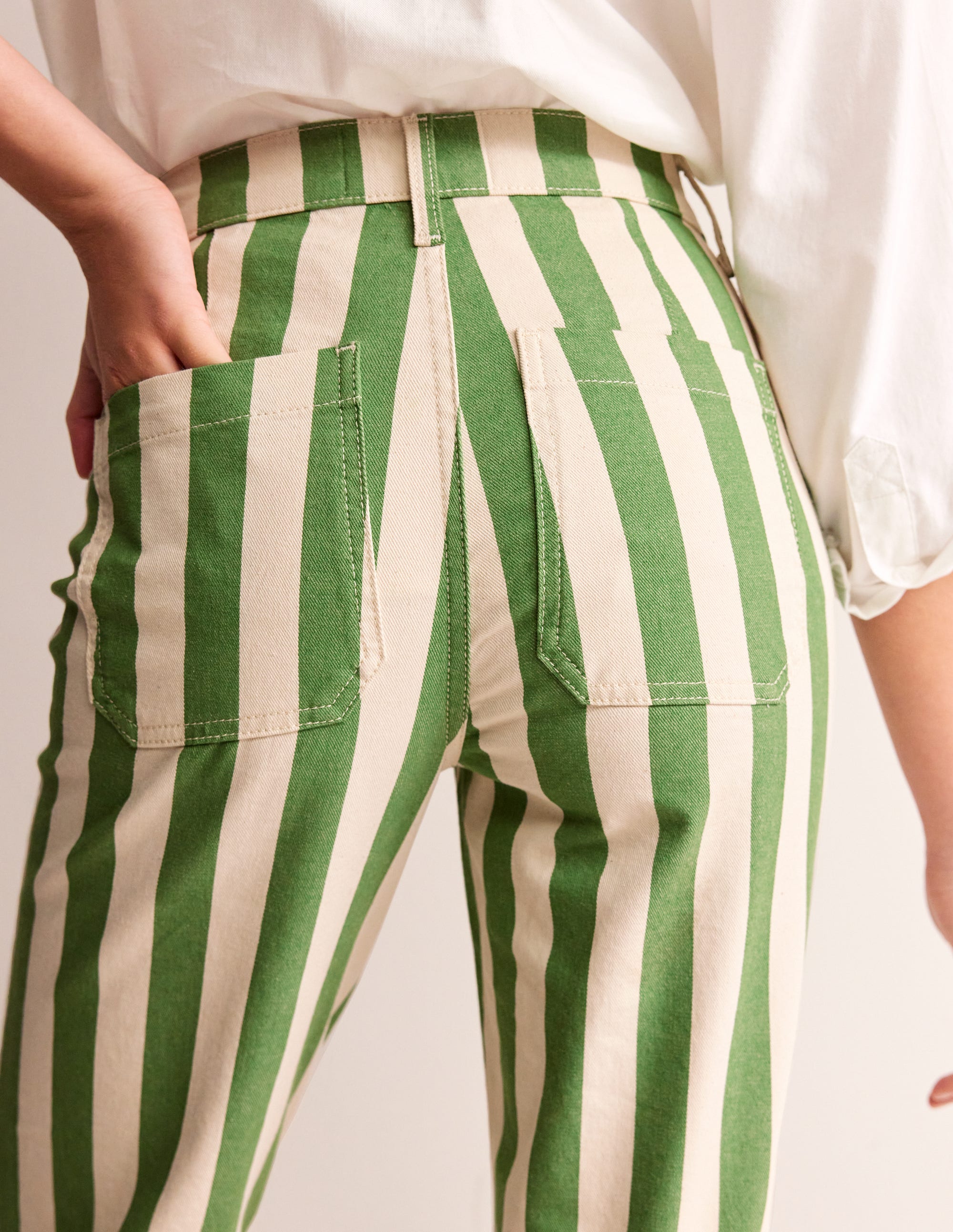 Striped Straight Jeans-Green & Ivory Stripe - Image 2