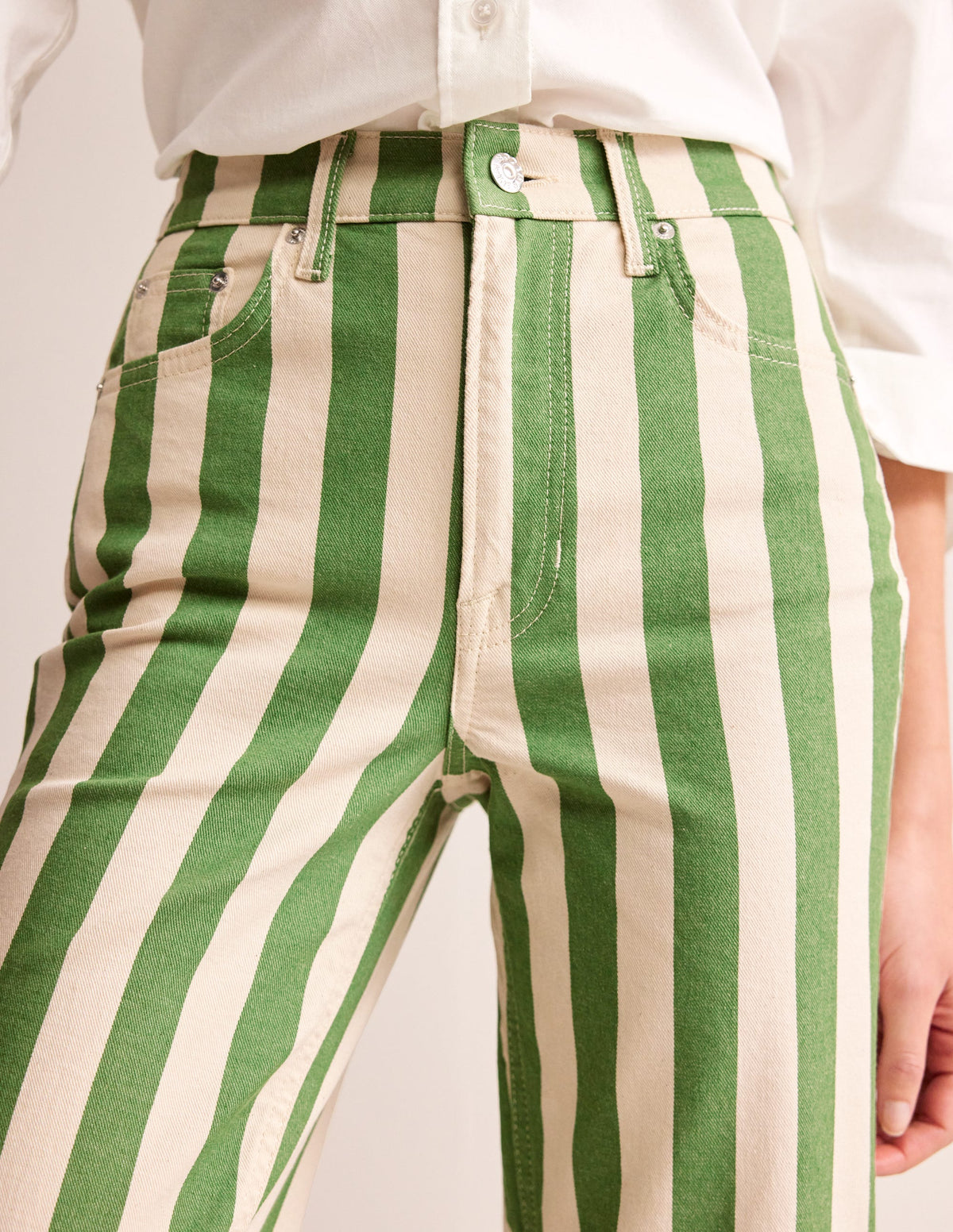 Striped Straight Jeans-Green & Ivory Stripe-5