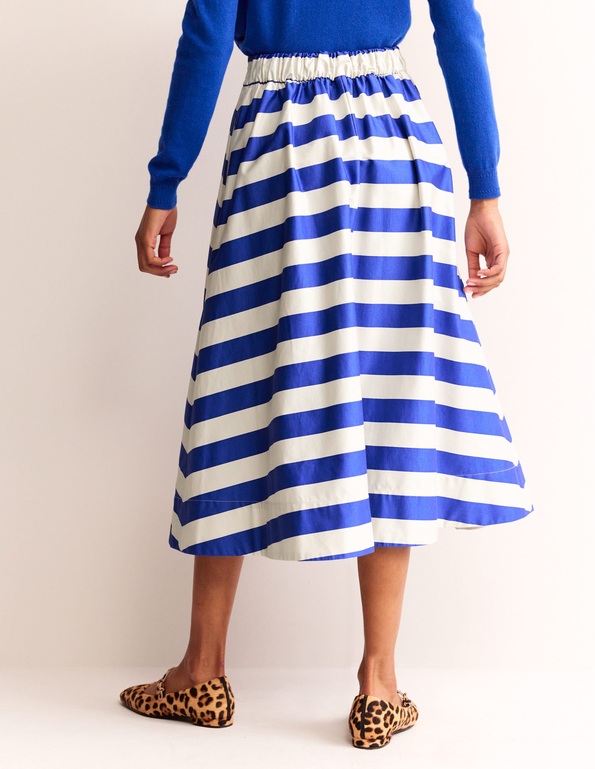 Isabella Cotton Sateen Skirt-Surf The Web and Ivory Stripe - Image 3