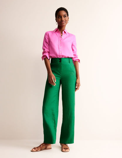 Westbourne Linen Pants-Green Tambourine