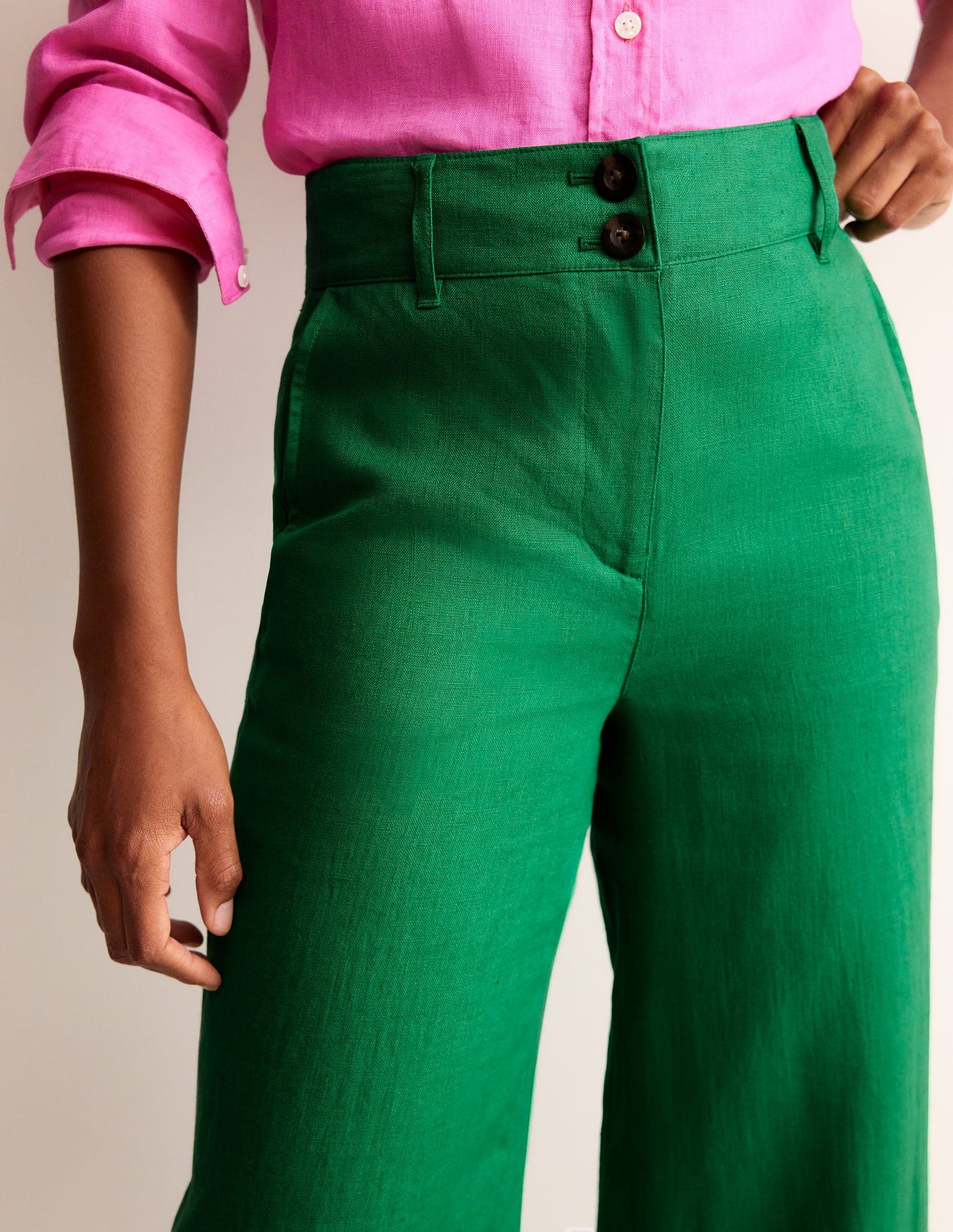 Westbourne Linen Pants-Green Tambourine