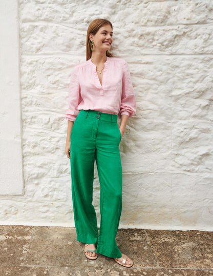 Westbourne Linen Pants-Green Tambourine