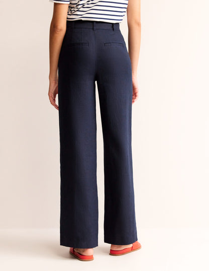 Westbourne Linen Pants-Navy