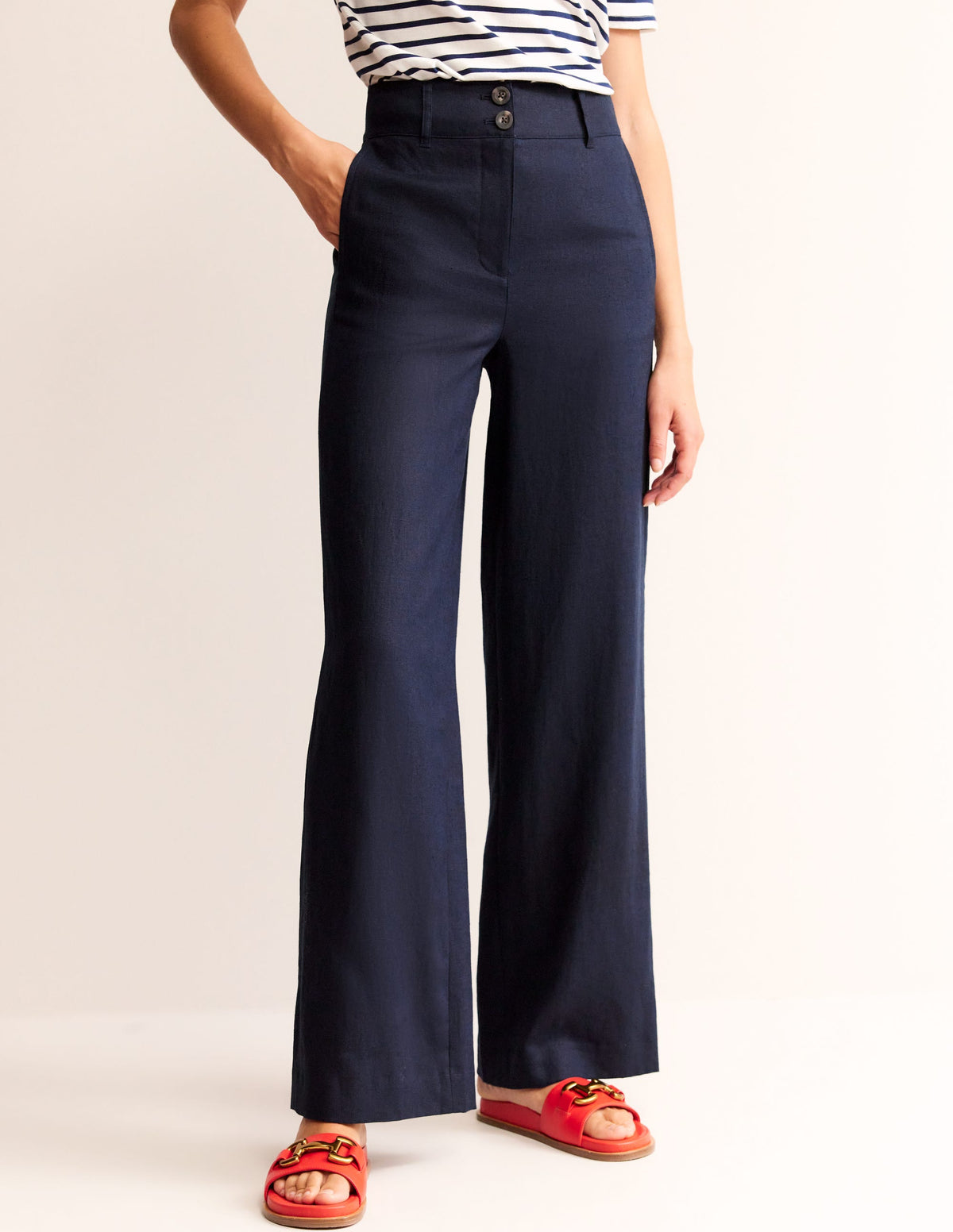 Westbourne Linen Pants-Navy - Image 4