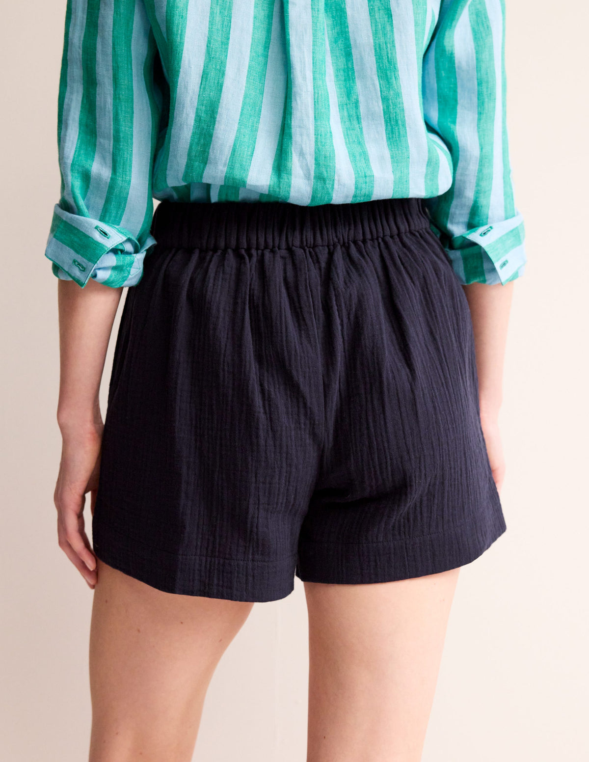Double Cloth Shorts-Navy-3