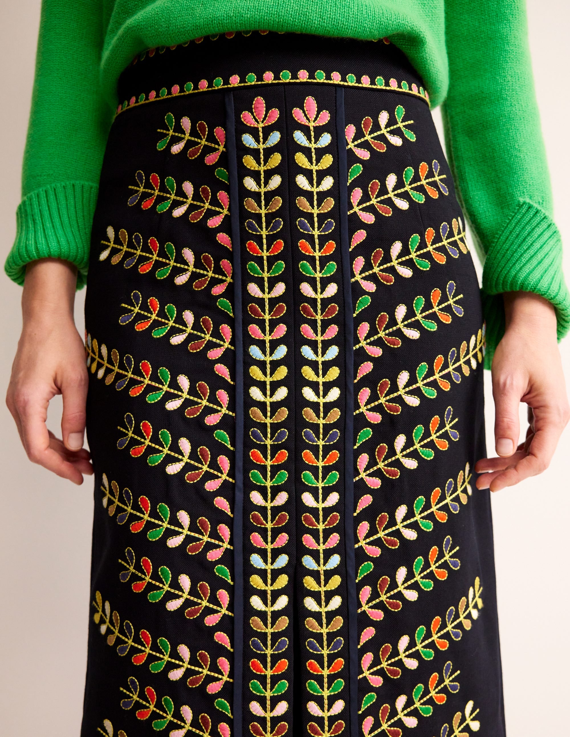 Embroidered Icon Skirt-Navy - Image 2