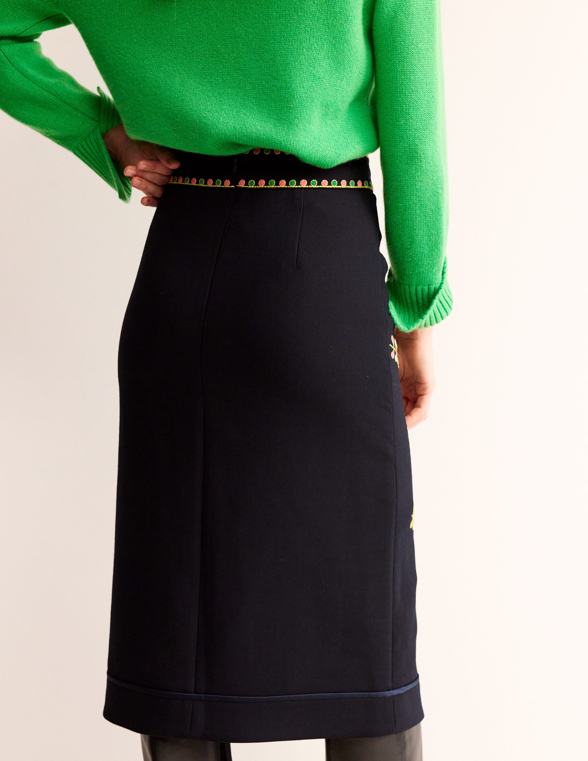 Embroidered Icon Skirt-Navy - Image 3