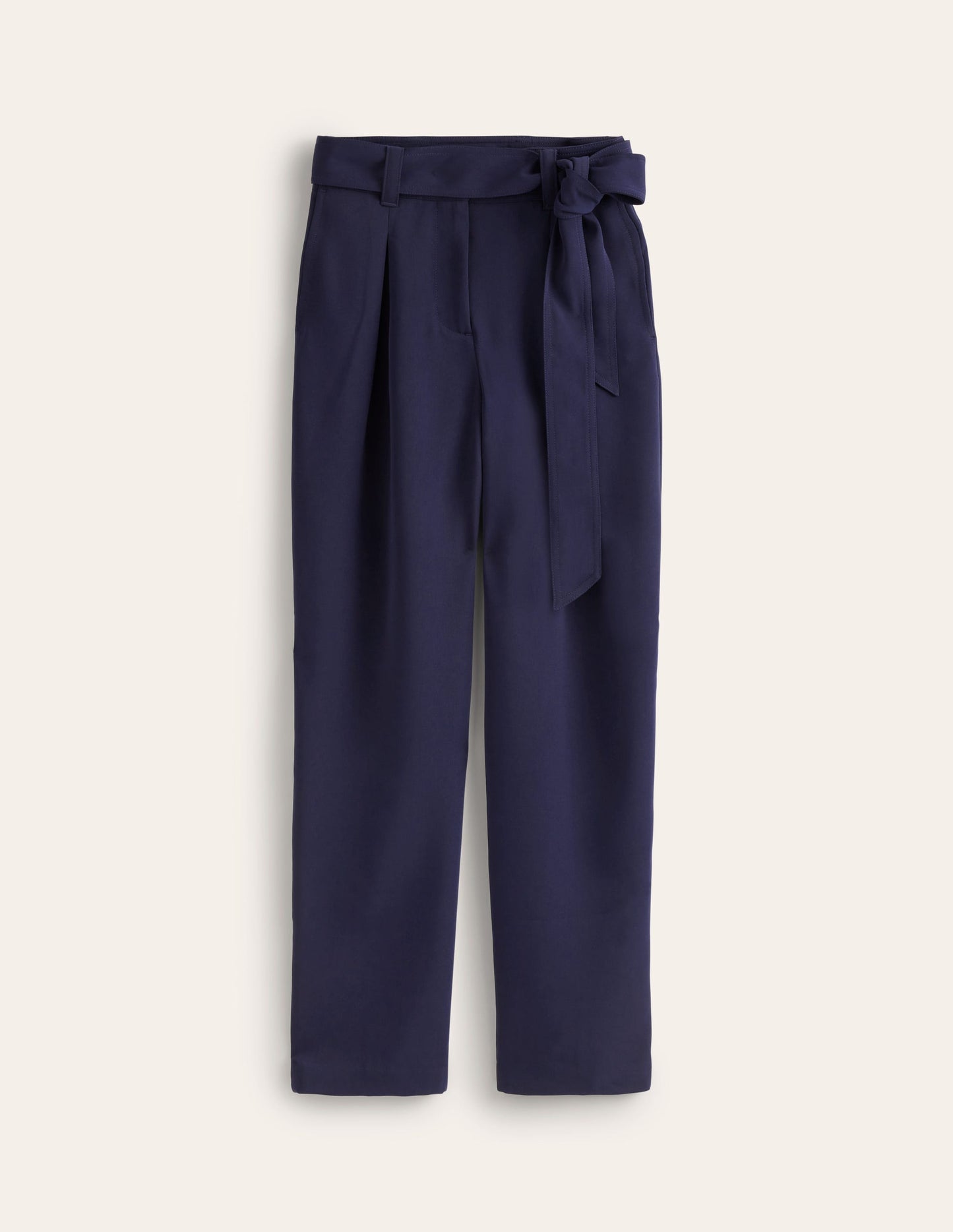 Tapered Tie Waist Trousers-French Navy