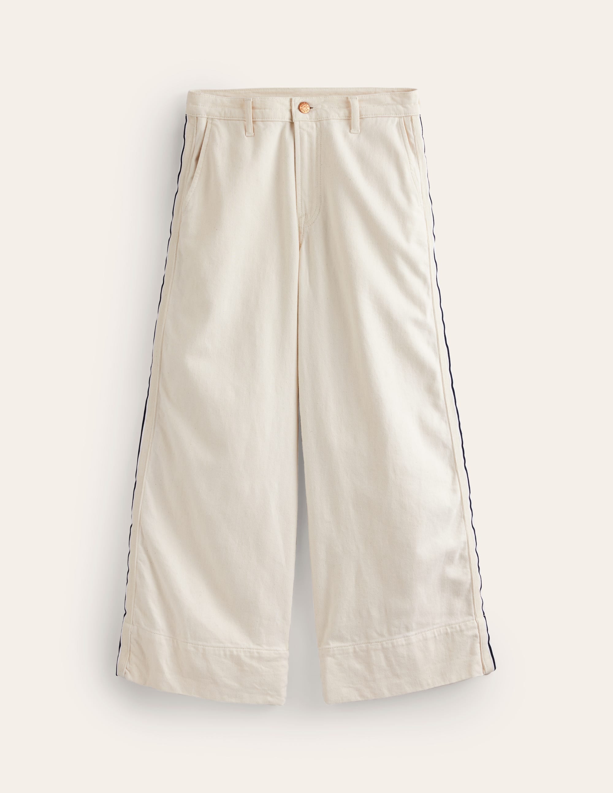 Side Stripe Wide Crop Jeans-Ecru - Image 7