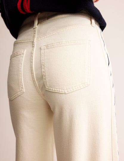 Side Stripe Wide Crop Jeans-Ecru-3