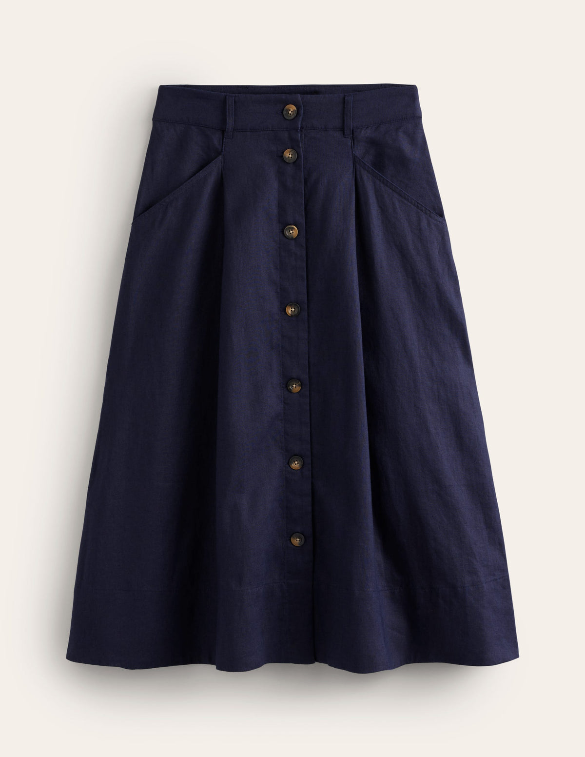 Petra Linen Midi Skirt-Navy - Image 5