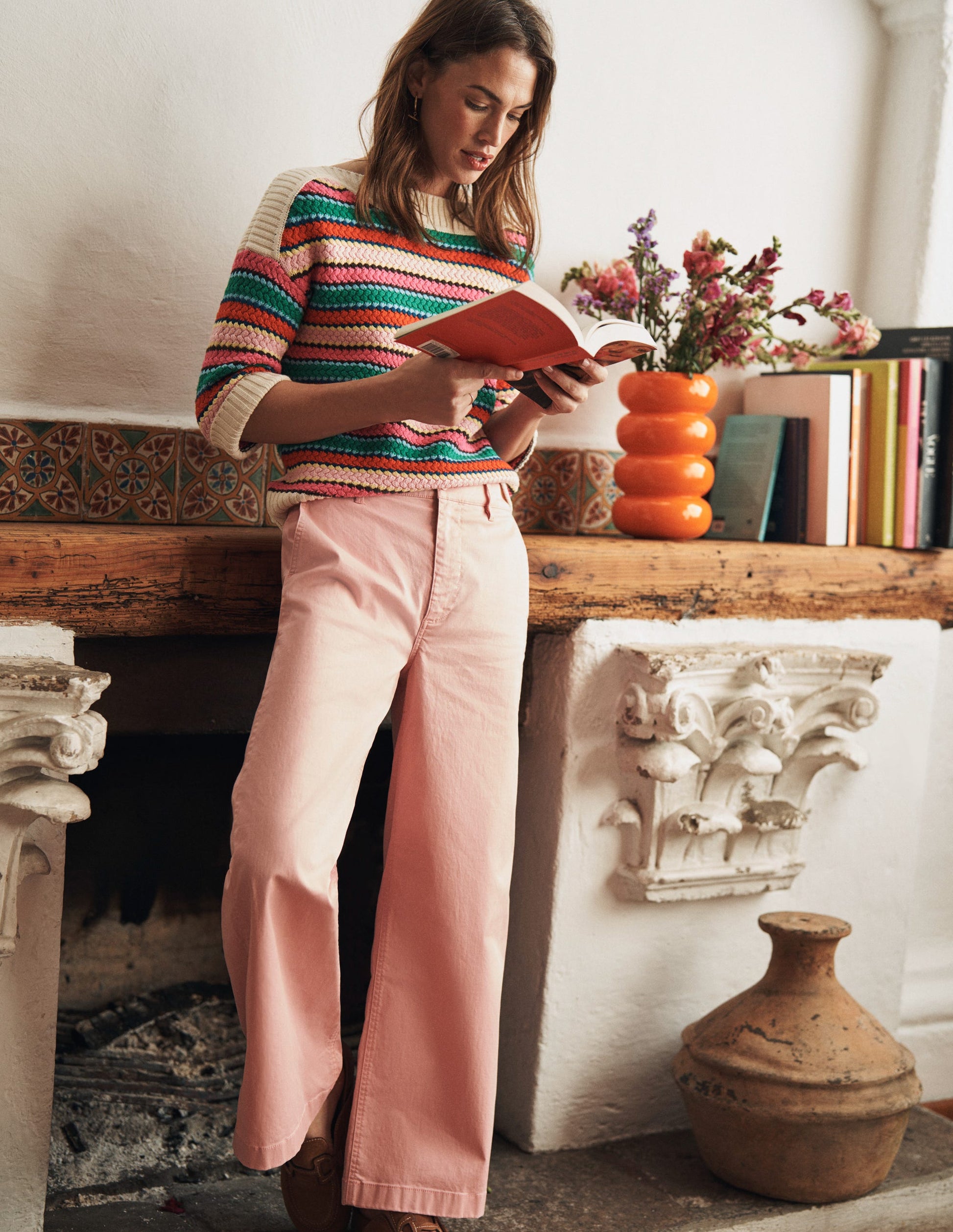 Barnsbury Crop Chino Pants-Blush-5