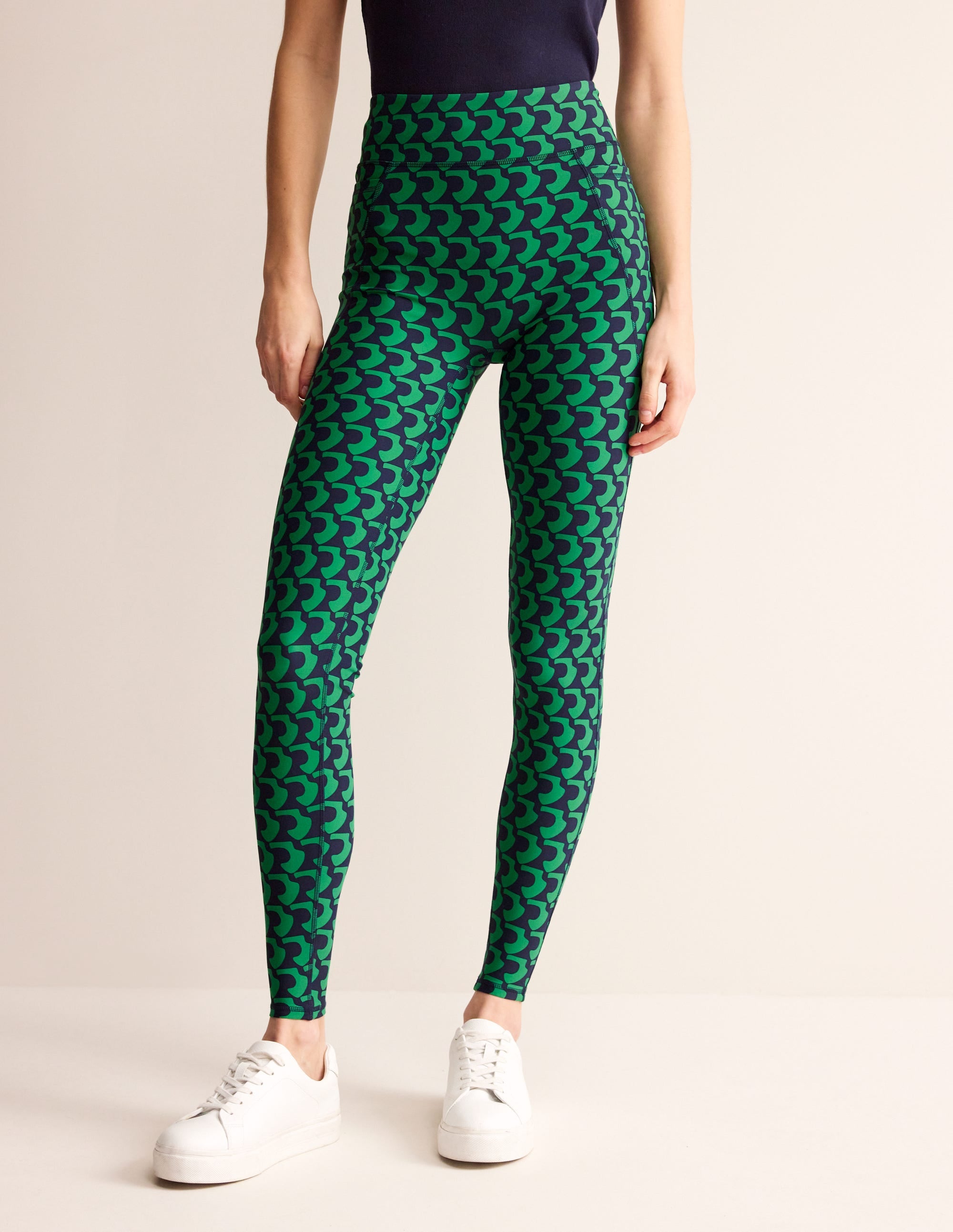 High Waist Pocket Leggings-Green Tambourine, Arc Geo - Image 4