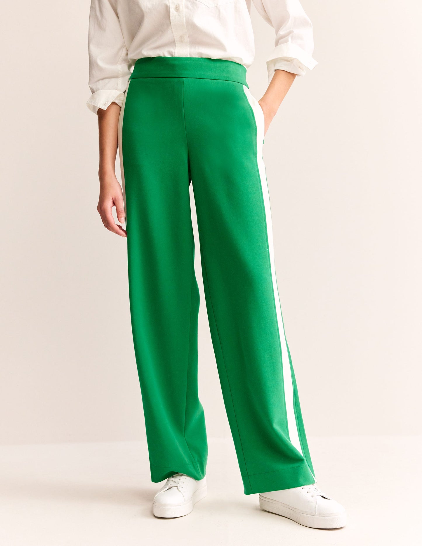 Side Stripe Pull-on Pants-Green Tambourine