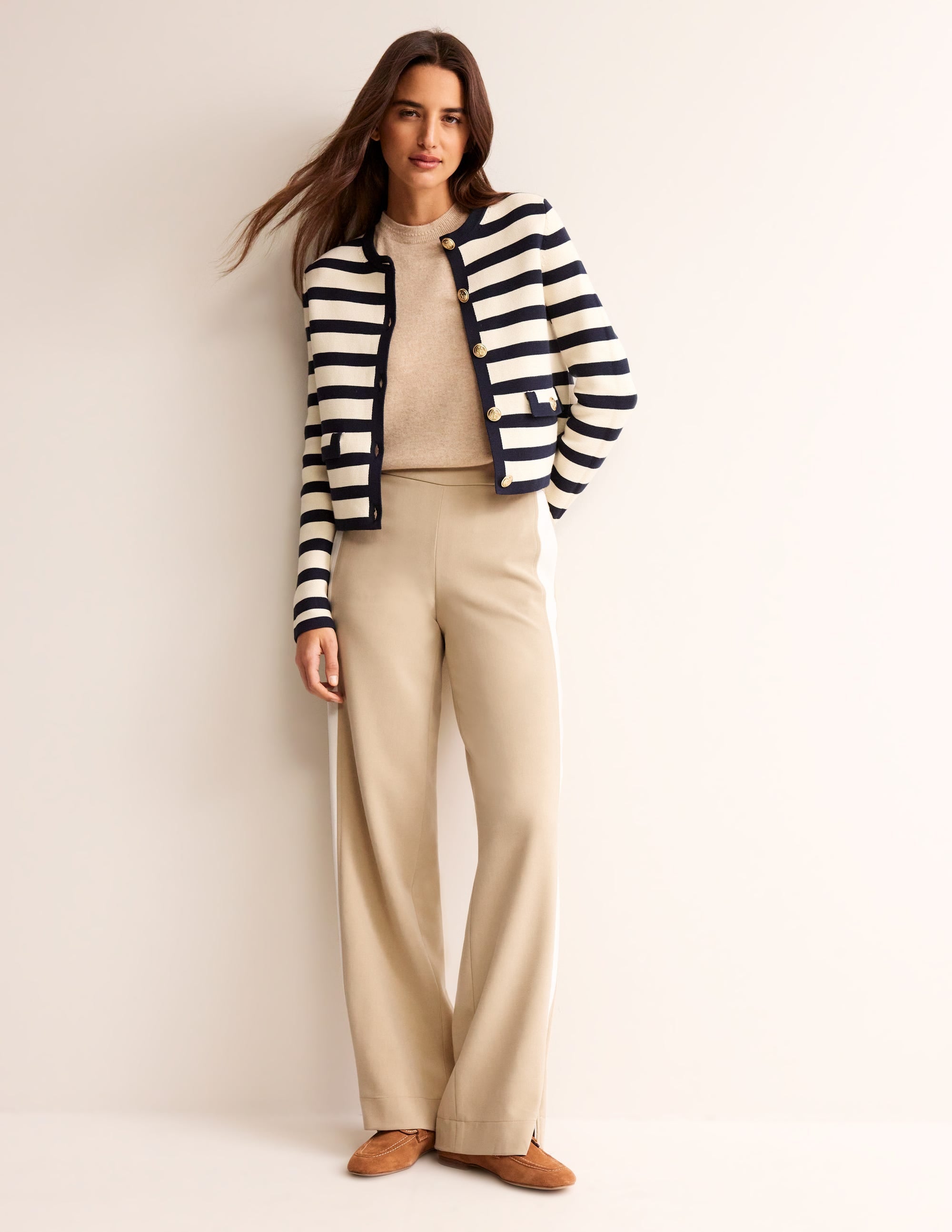 Side Stripe Pull-on Pants-Neutral - Image 1