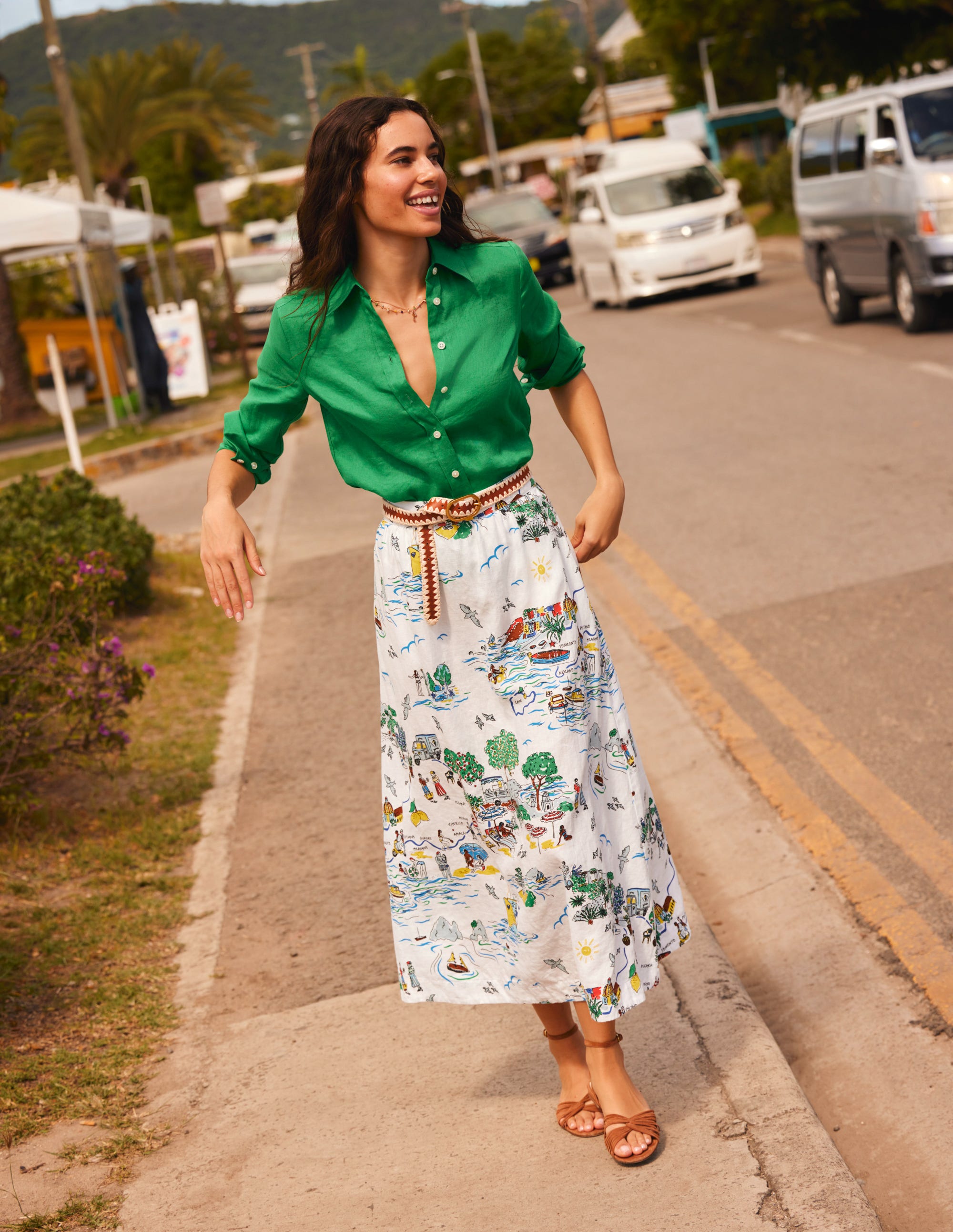 Florence Linen Midi Skirt-Ivory, Amalfi - Image 5
