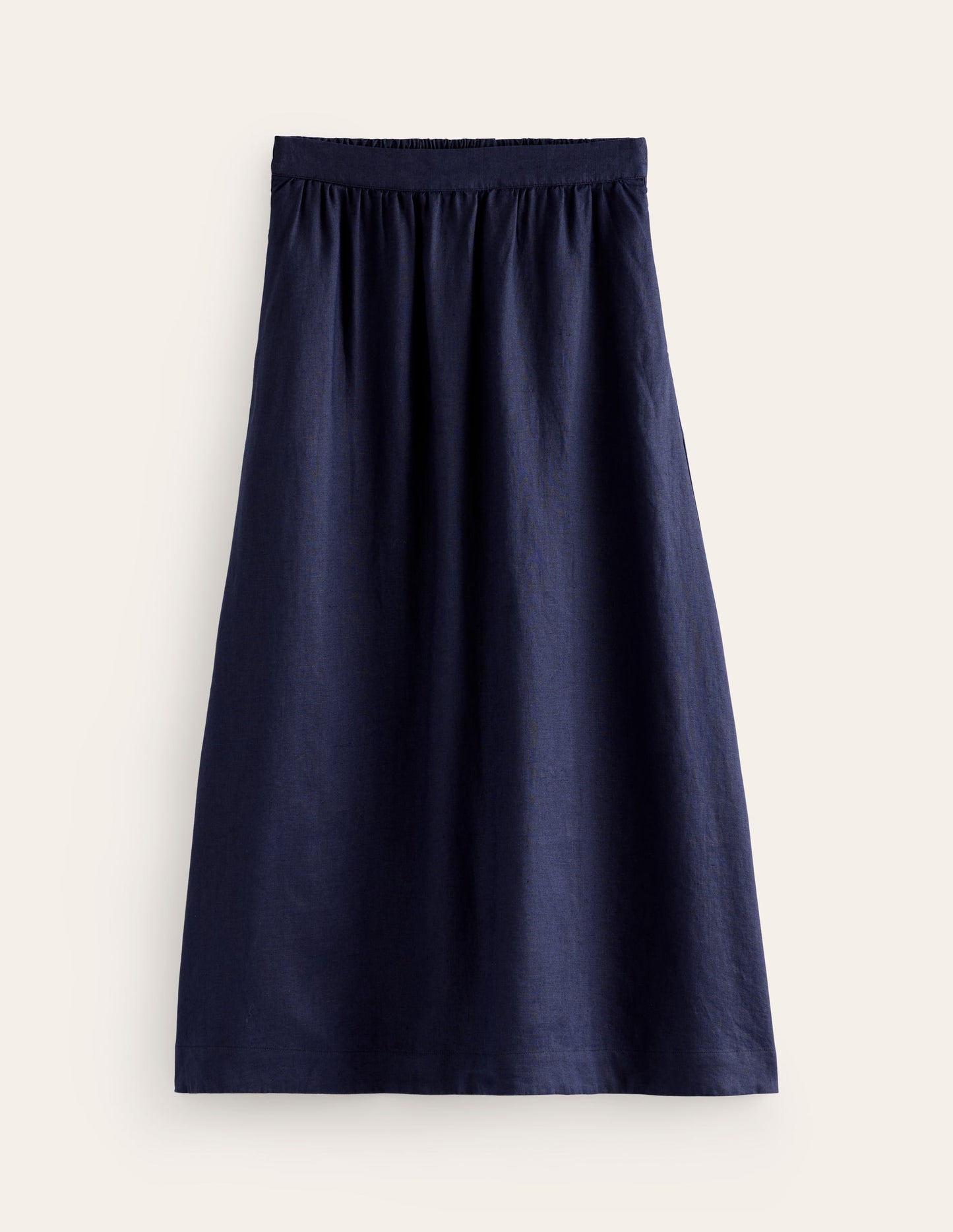 Florence Linen Midi Skirt-Navy