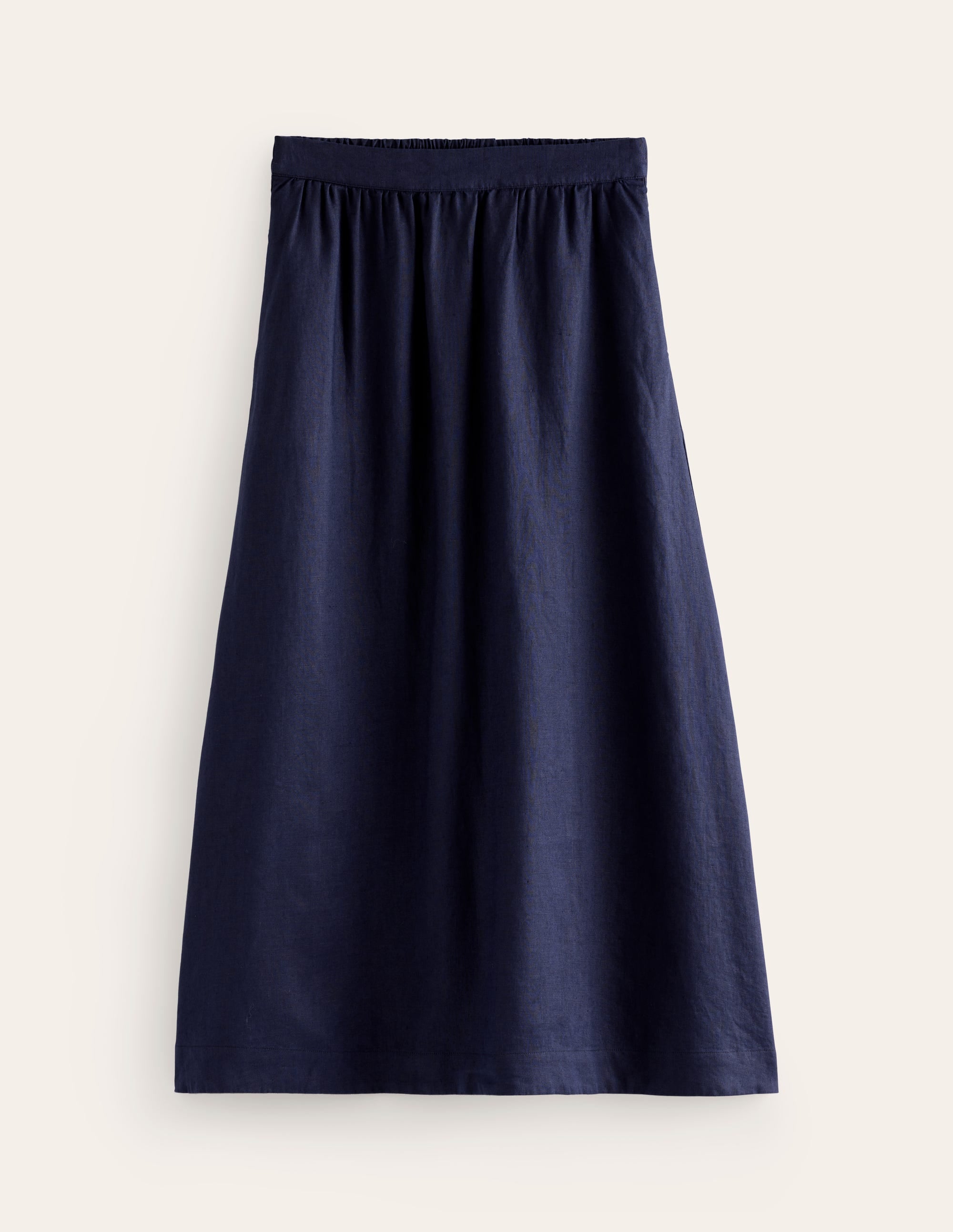 Florence Linen Midi Skirt-Navy - Image 5