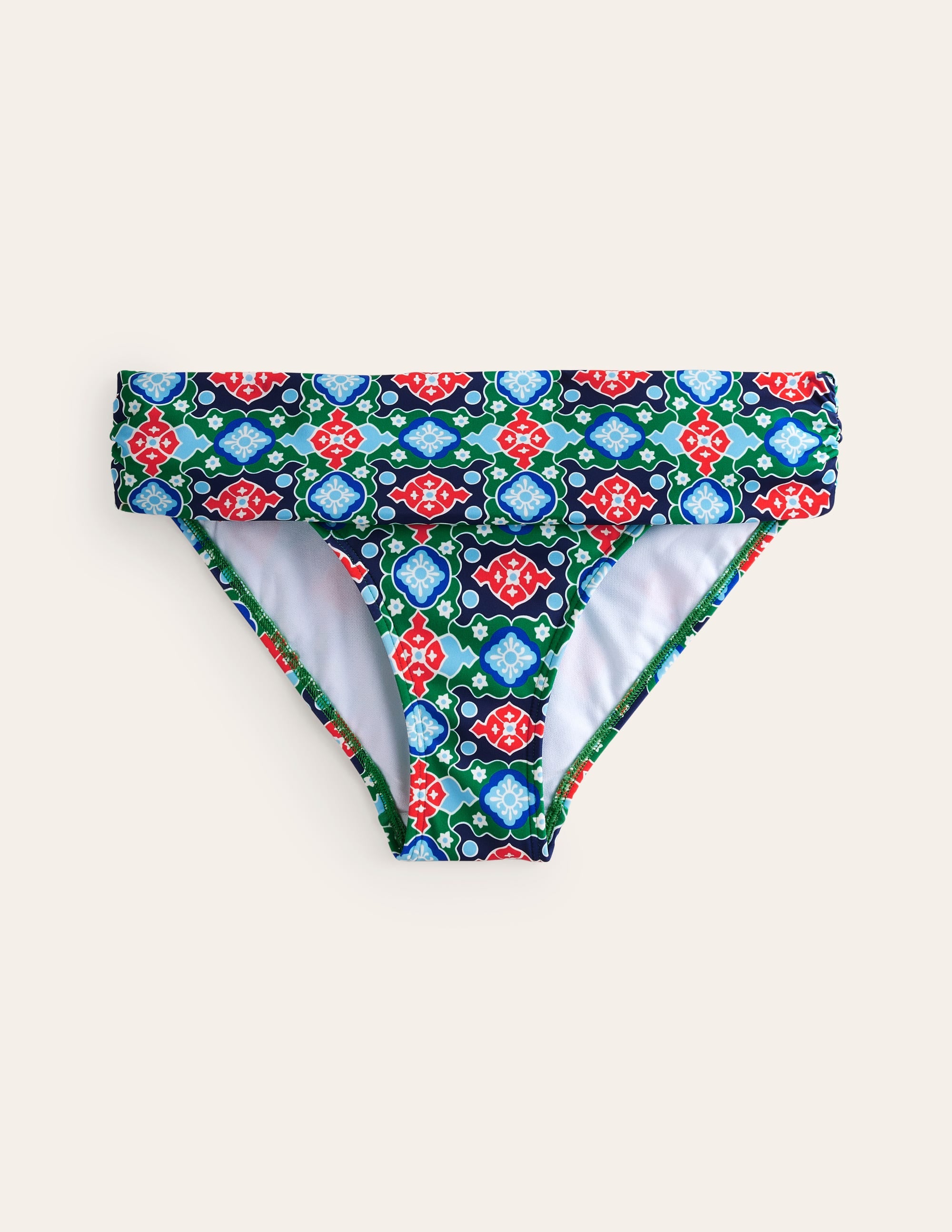 Classic Fold Bikini Bottoms-Green Tambourine, Coastal Tile - Image 5