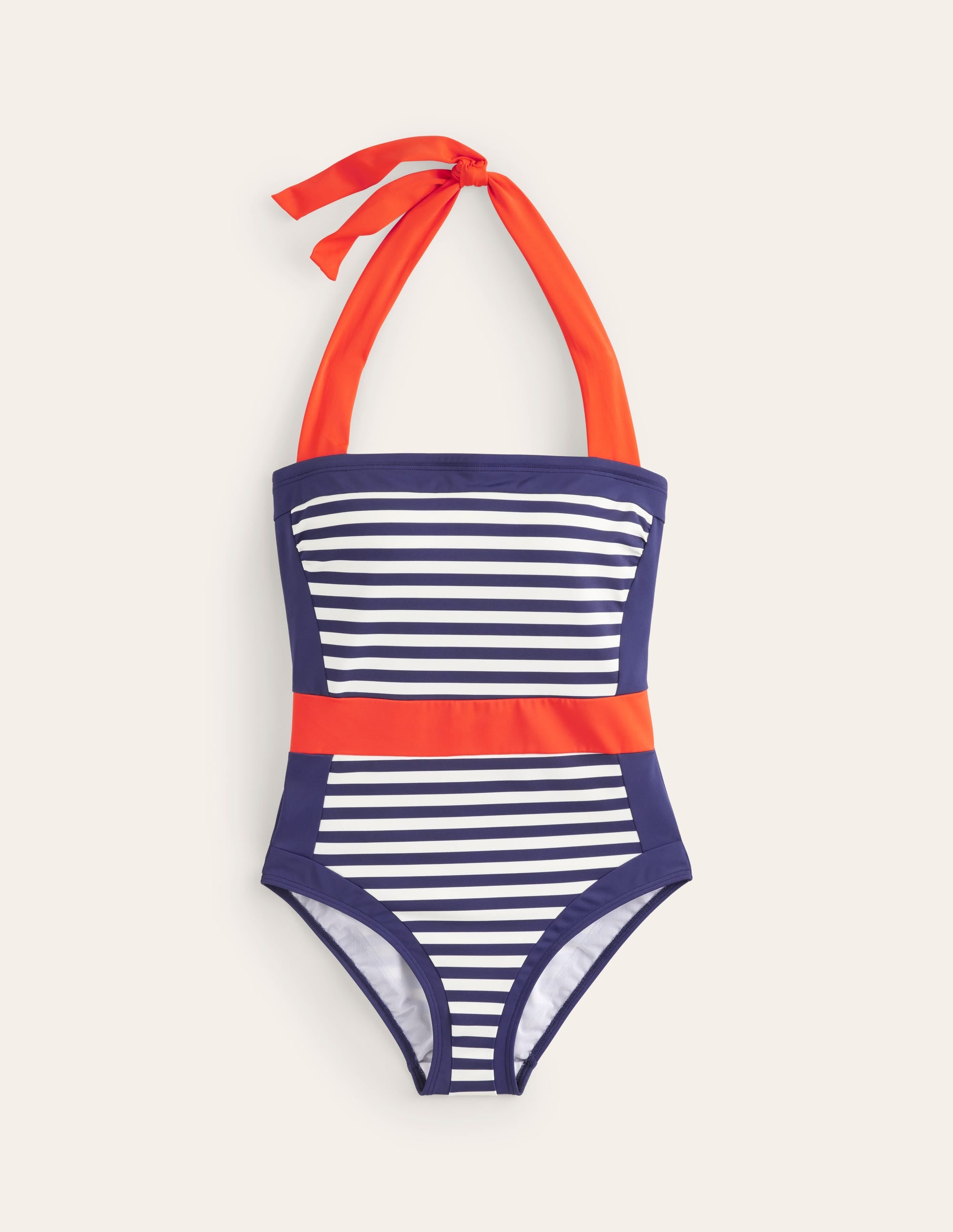 Santorini Halterneck Swimsuit-Red, Navy Stripe - Image 5