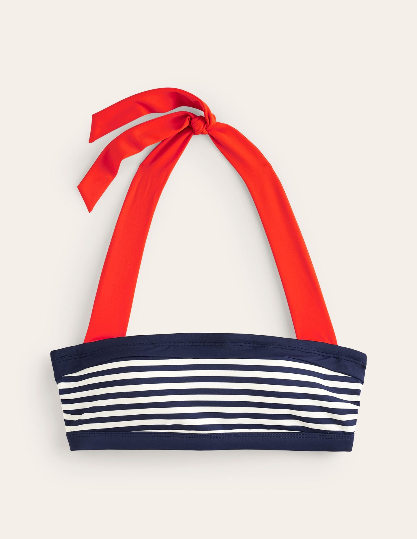 Santorini Bikini Top-Red, Navy Stripe