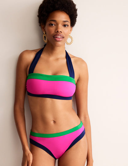 Santorini Bikini Top-Super Pink Colourblock