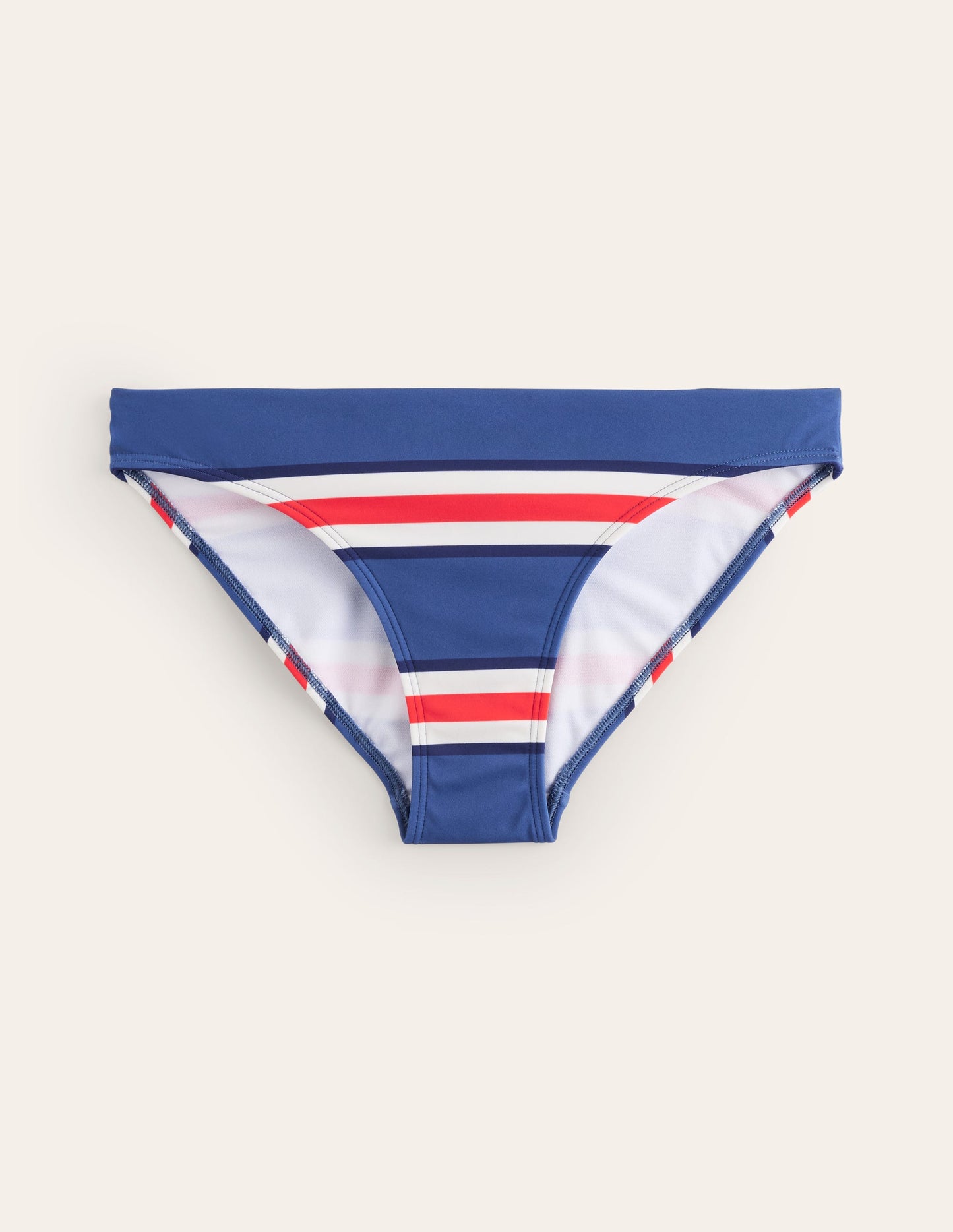 Classic Bikini Bottoms-Blue Jay, Poppy Red Stripe