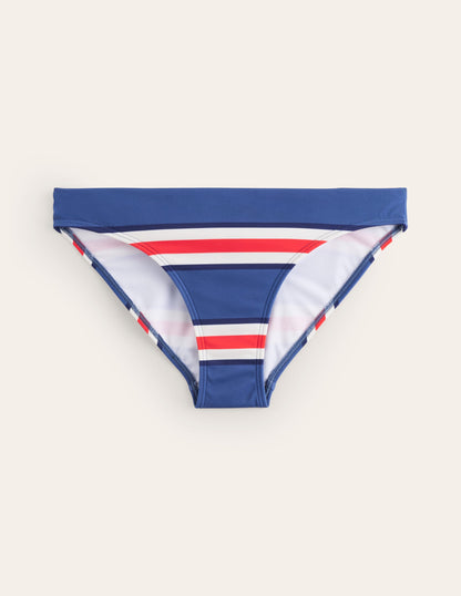 Classic Bikini Bottoms-Blue Jay, Poppy Red Stripe