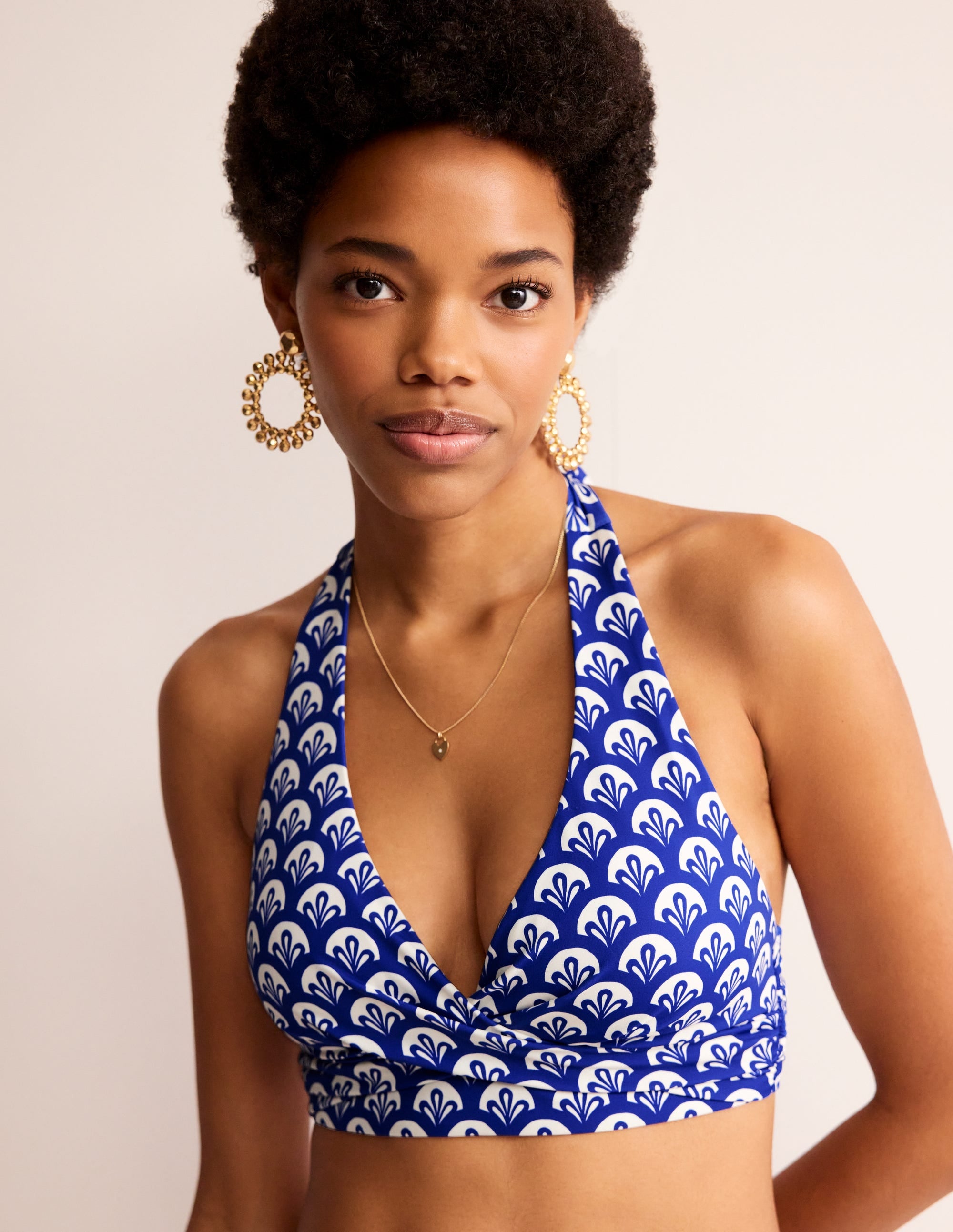 Levanzo Halter Bikini Top-Surf The Web, Foliage Geo - Image 2