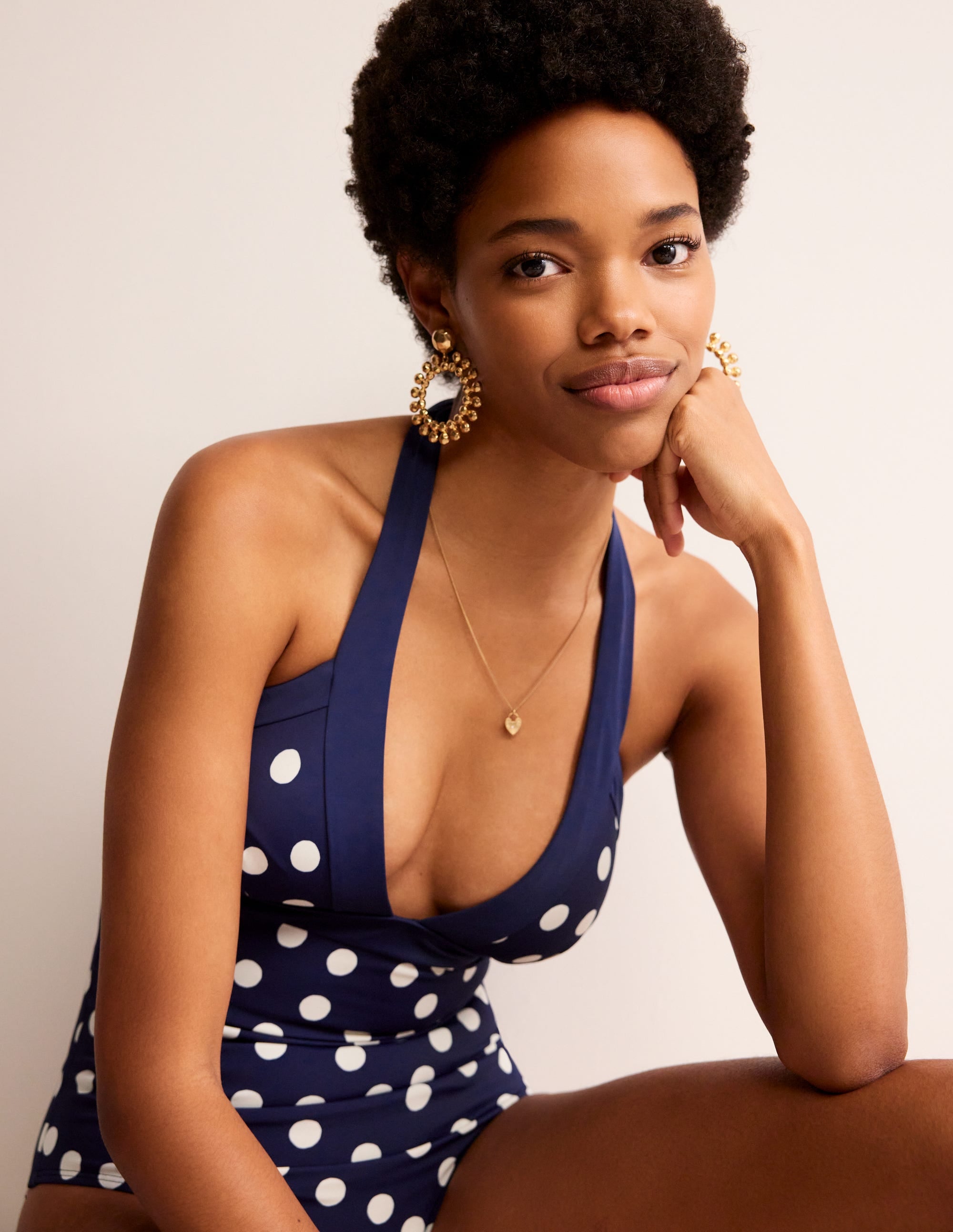 Ithaca Halter Swimsuit-Navy Spot - Image 2