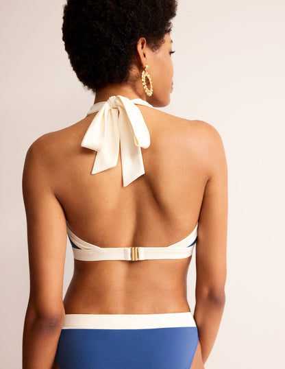 Ithaca Halter Bikini Top-Globe/ Ivory Colourblock