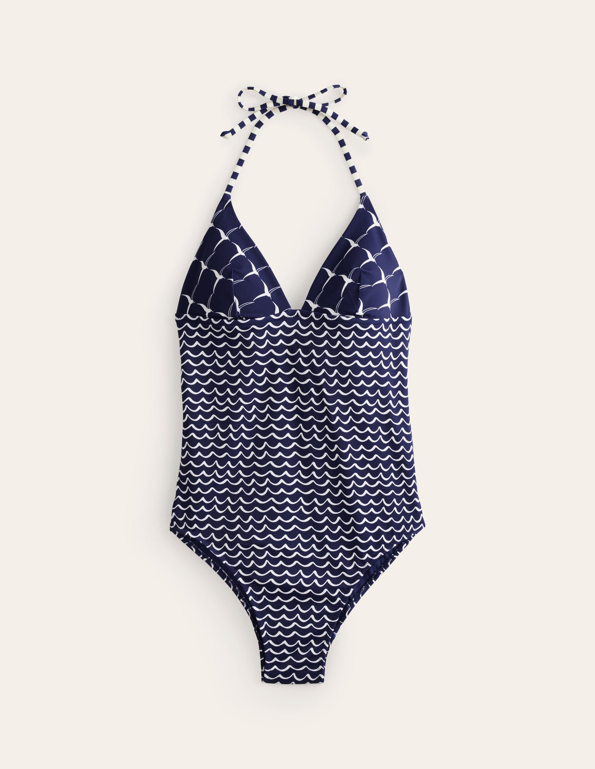 Symi String Swimsuit-French Navy, Seagull - Image 5