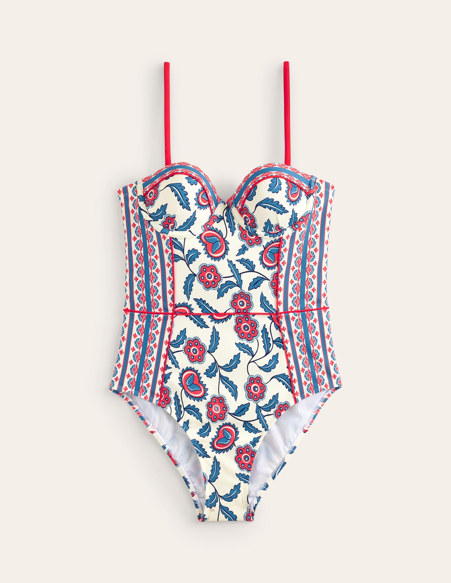 Rhodes Cup-Size Swimsuit-Ivory, Floret Vine