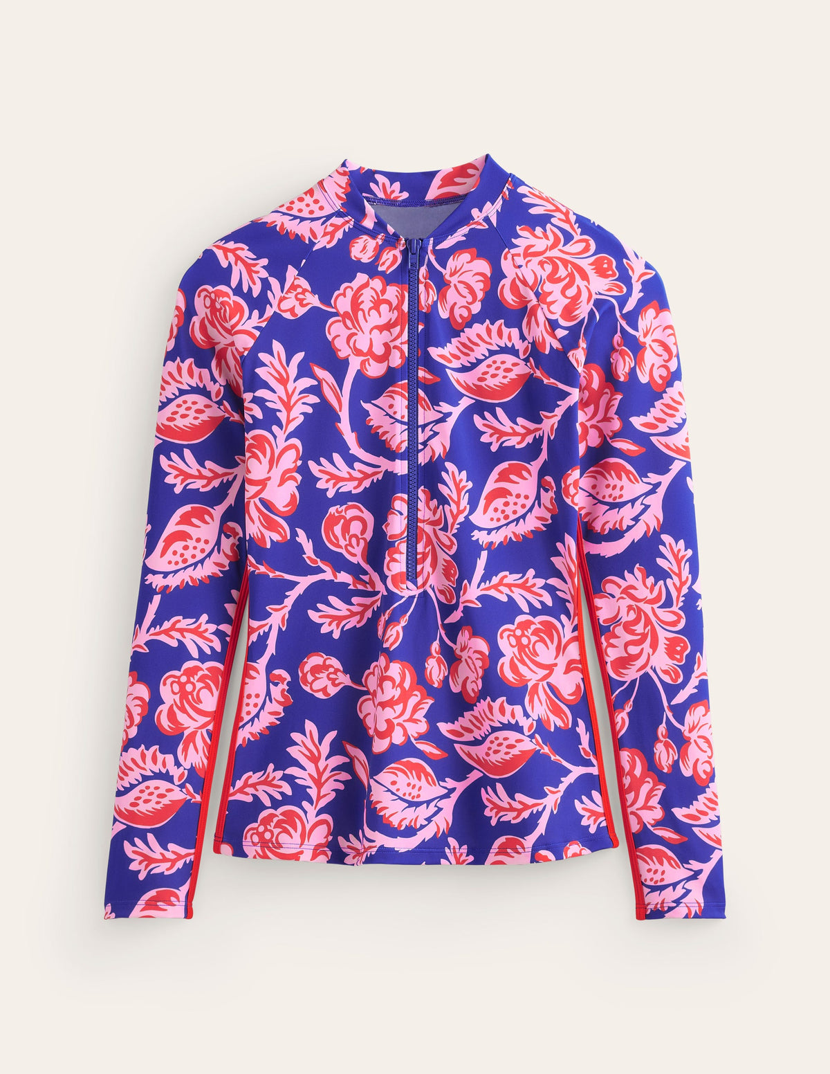 Piped Raglan Rash Guard-Surf The Web Blue, Rose Blush - Image 5